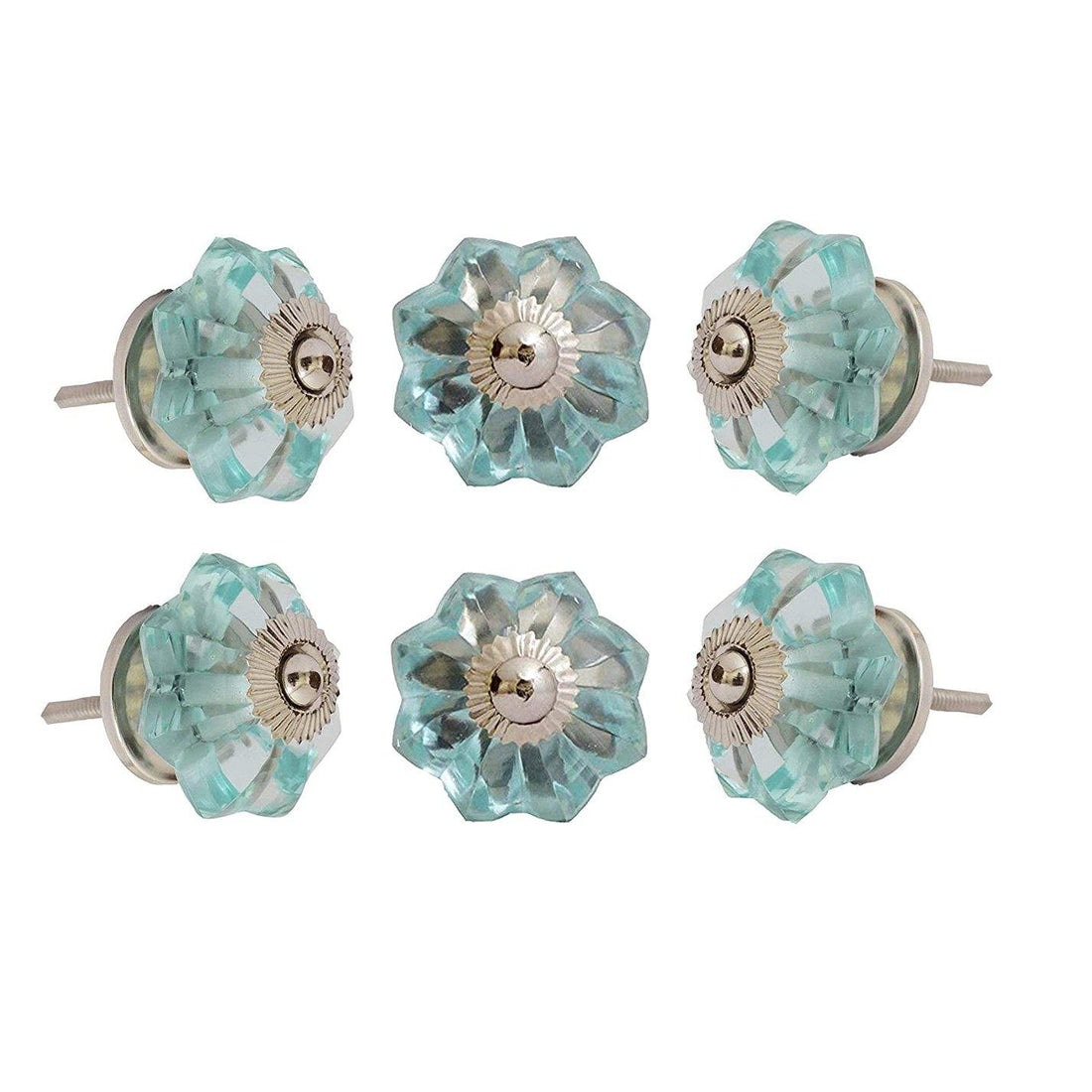 Perilla Home Light Blue Chrome Melon Glass Cabinet Knobs (Set of 6)