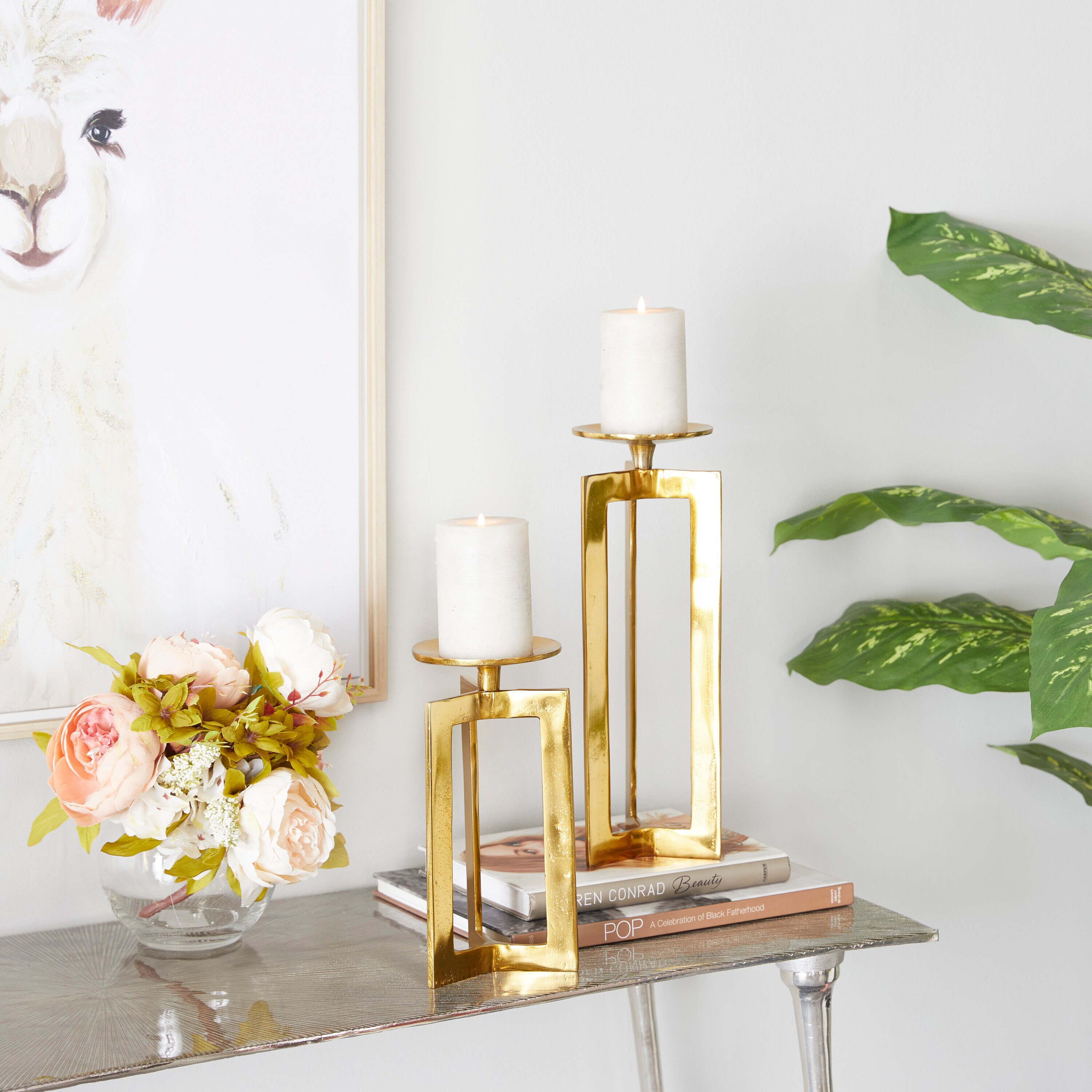 Grayson Lane 74317 2 Candle Aluminum Pillar Candle Holder