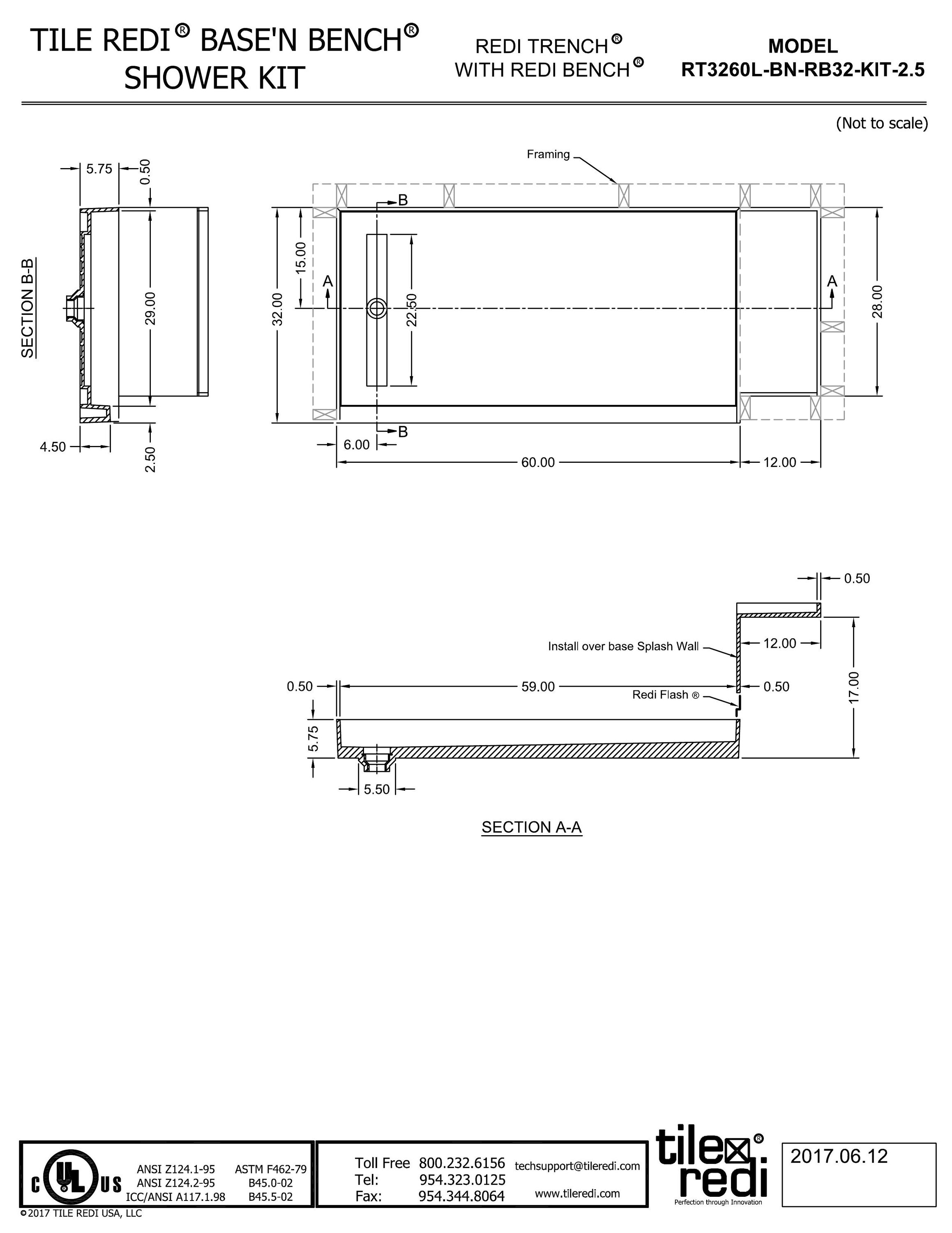 Tile Redi RT3260L-BN-RB32-KIT Shower-Floors - View #9