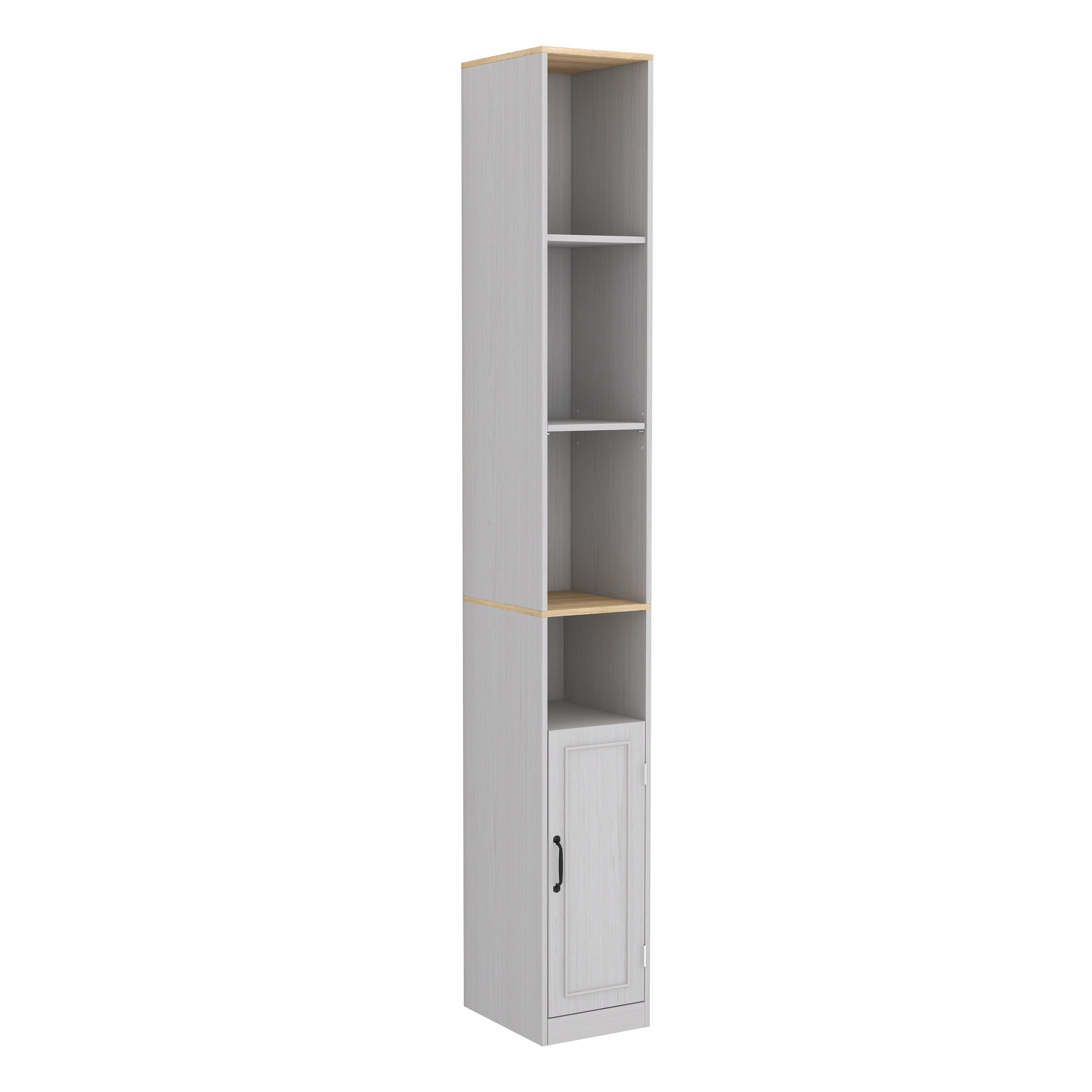 Flynama Tall Slim Bathroom Storage Cabinet 9.44-in x 72.04-in x 11.81-in Ancient White Freestanding Corner Linen Cabinet #DJ-TH1052HNS