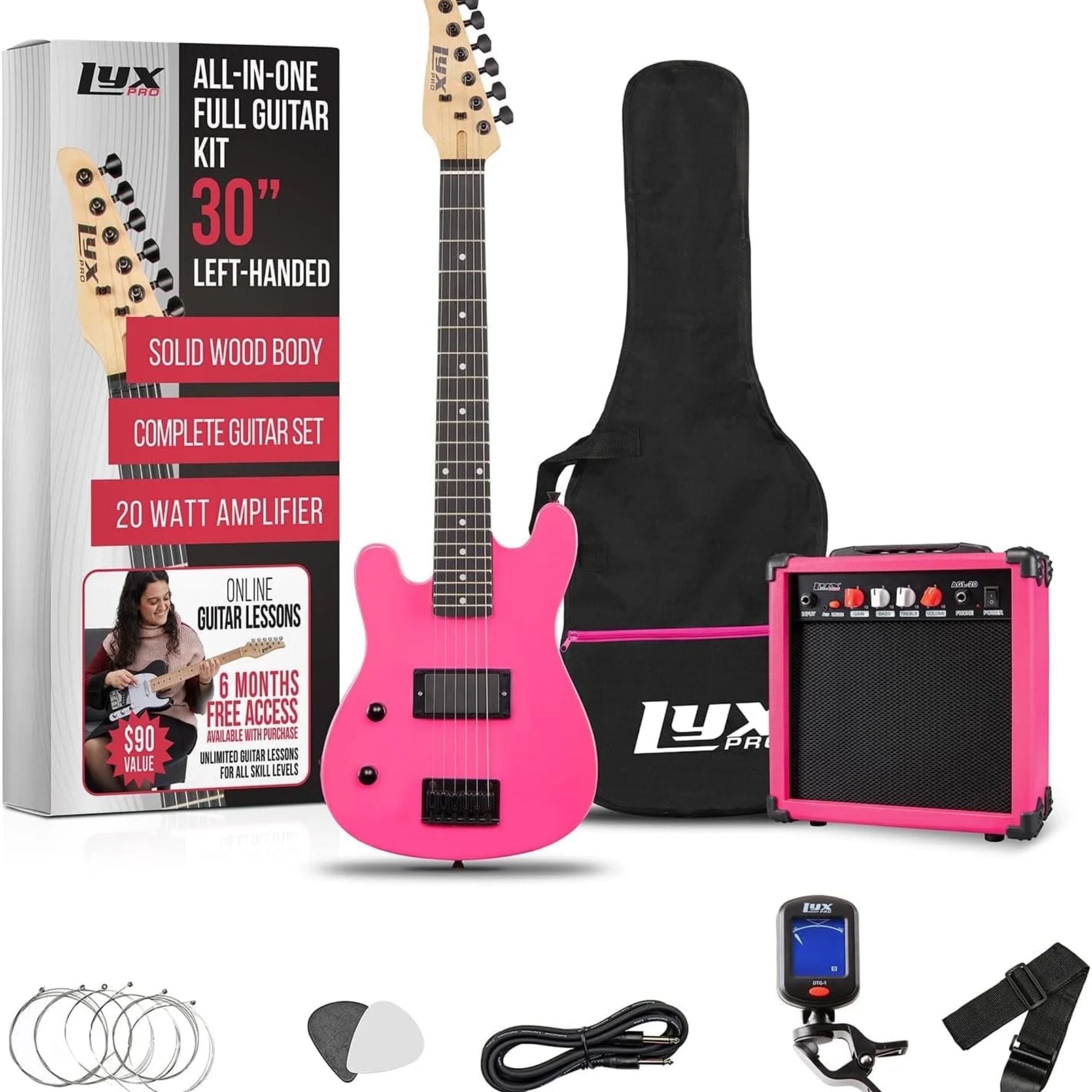 30'' Left Handed Electric Guitar Kit with Amp - Picks - Strap - Tuner - Cable and Case