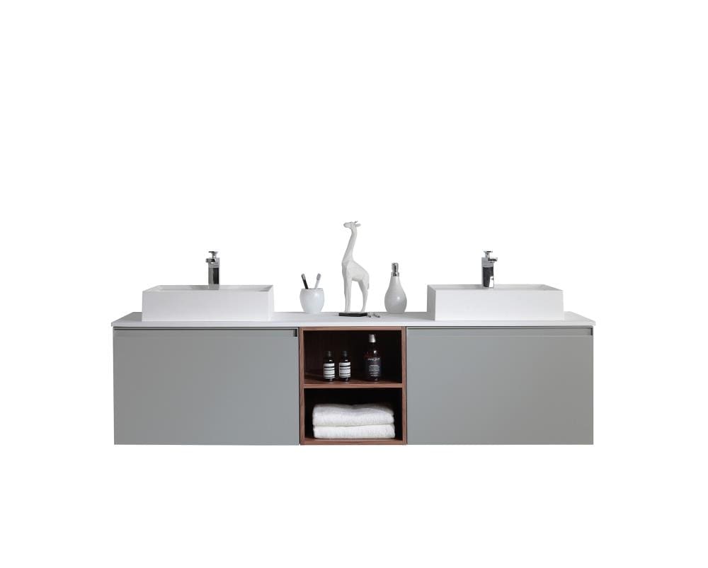 CARTISAN Design Erato 48-in Dark Gray Undermount Double Sink Floating Bathroom Vanity with White Quartz Top | VAMANDG48WMQZ