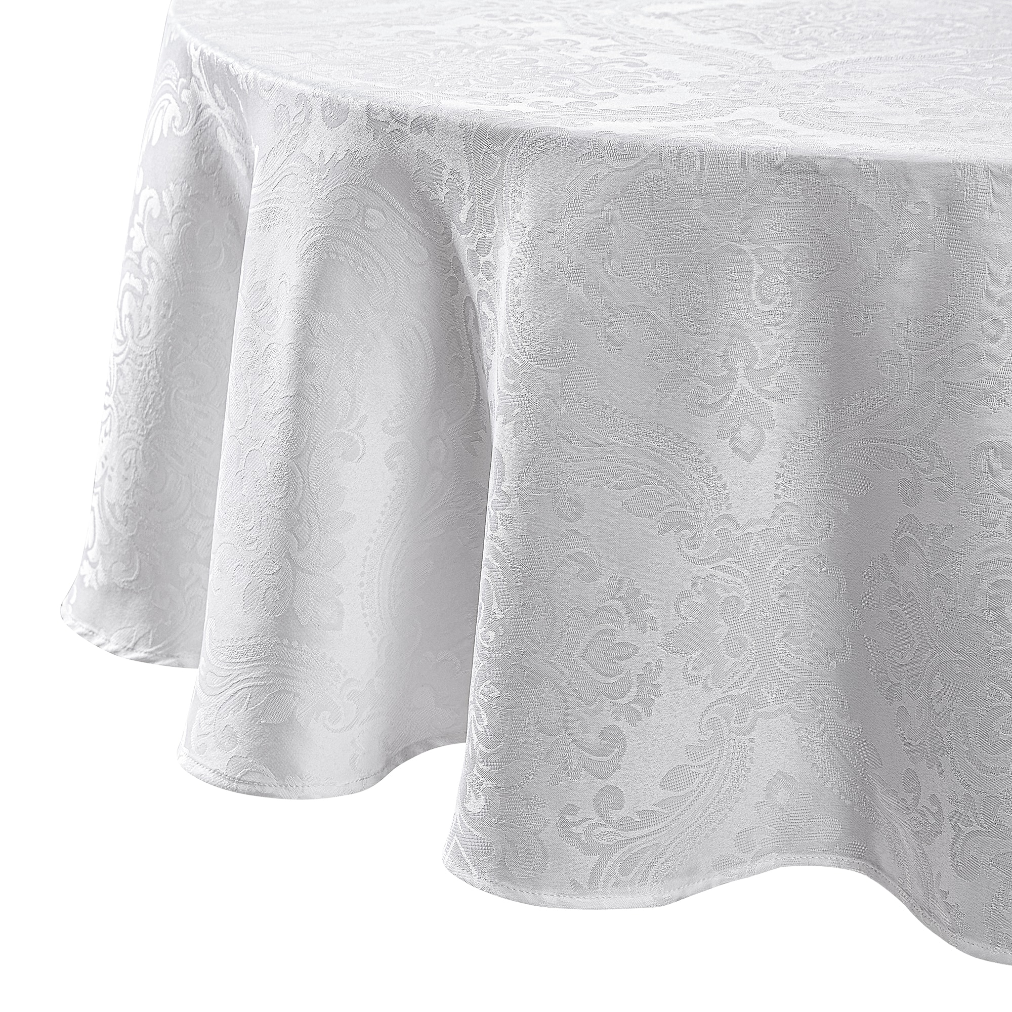 Elrene Home Fashions 739550333039 Caiden Woven Damask 90" Round Indoor White Table Cover for 72-in round