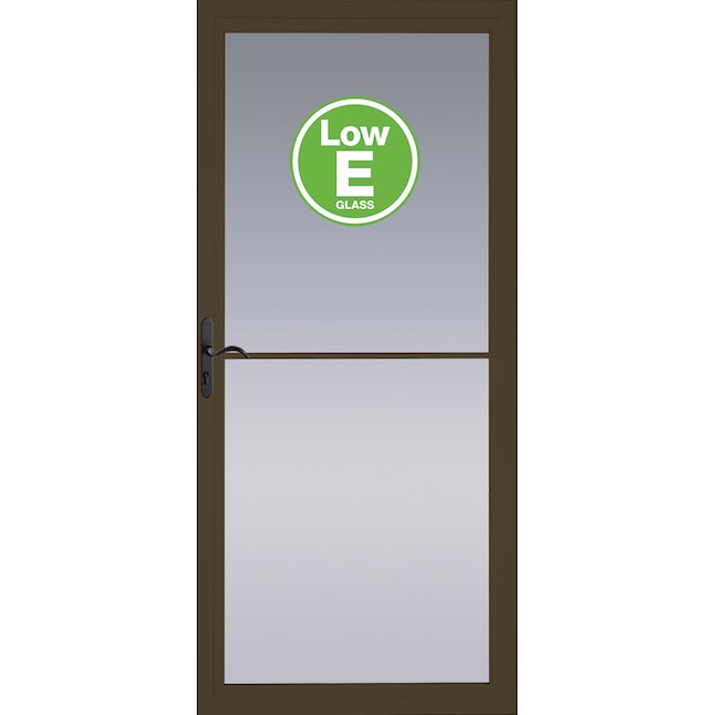 Pella Rolscreen 32-in x 81-in Brown Full-view Retractable Screen Aluminum Storm Door Pella Rolscreen 32-in x 81-in Brown Full-view Retractable Screen Aluminum Storm Door