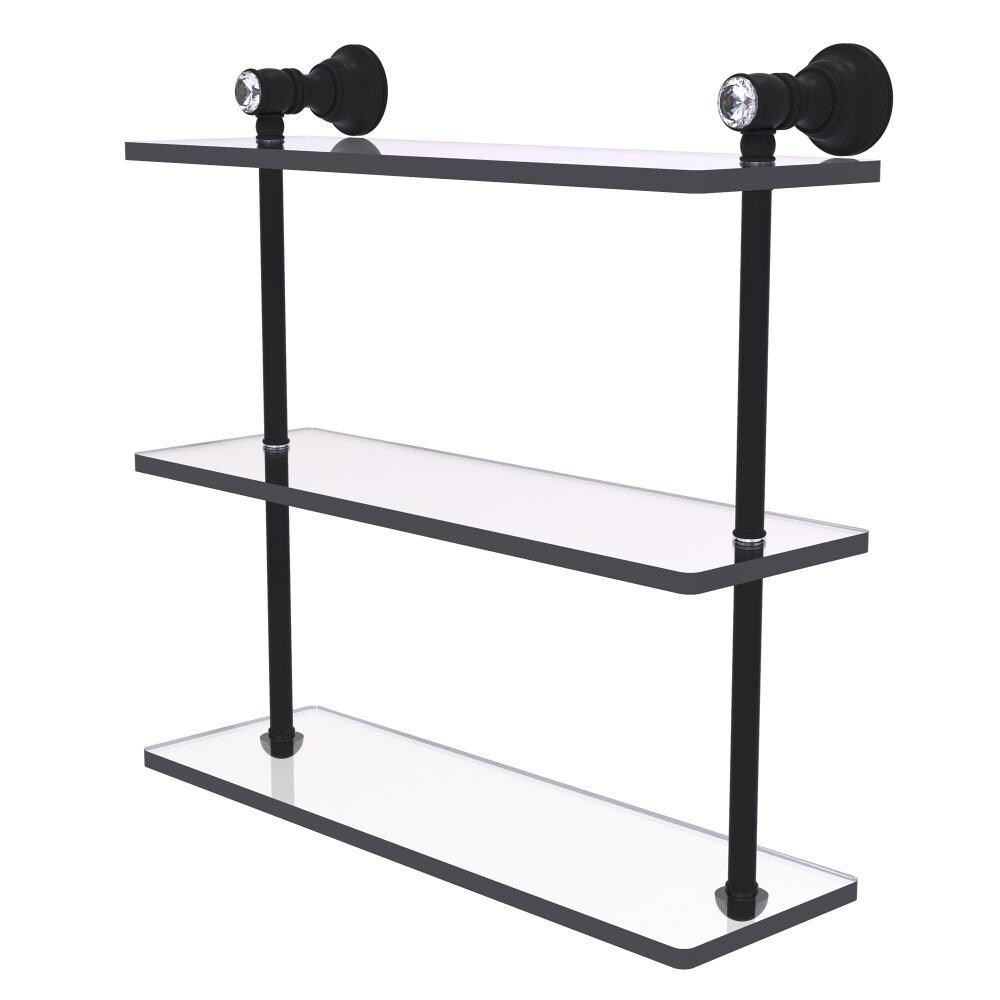 Allied Brass CC-5-16-BKM Carolina Crystal Matte Black 3 -Tier Wall mount Bathroom Shelf ( 16-in x 16-in x 5-in )