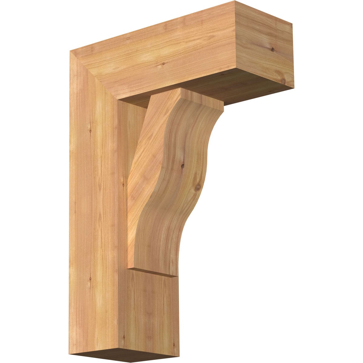 Ekena Millwork 1462365 Funston Block Smooth Bracket with Offset Brace 7-1/2-in x 18-in x 26-in Western red cedar Brown Wood Standard bracket