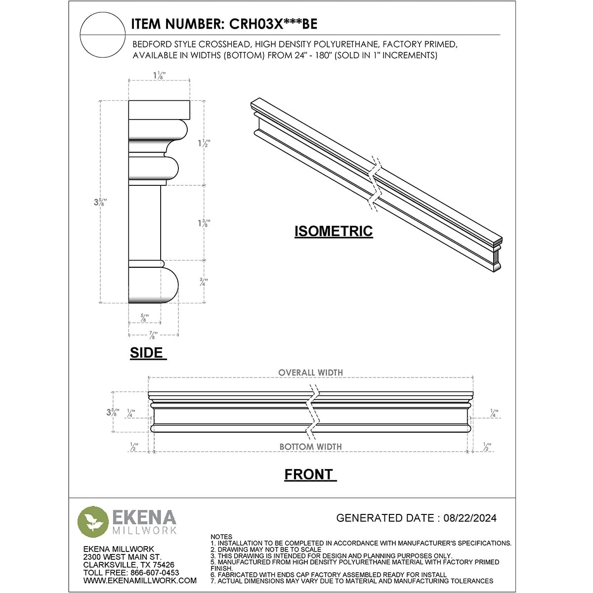 Ekena Millwork CRH03X29BE Exterior-Window-Trim - View #2