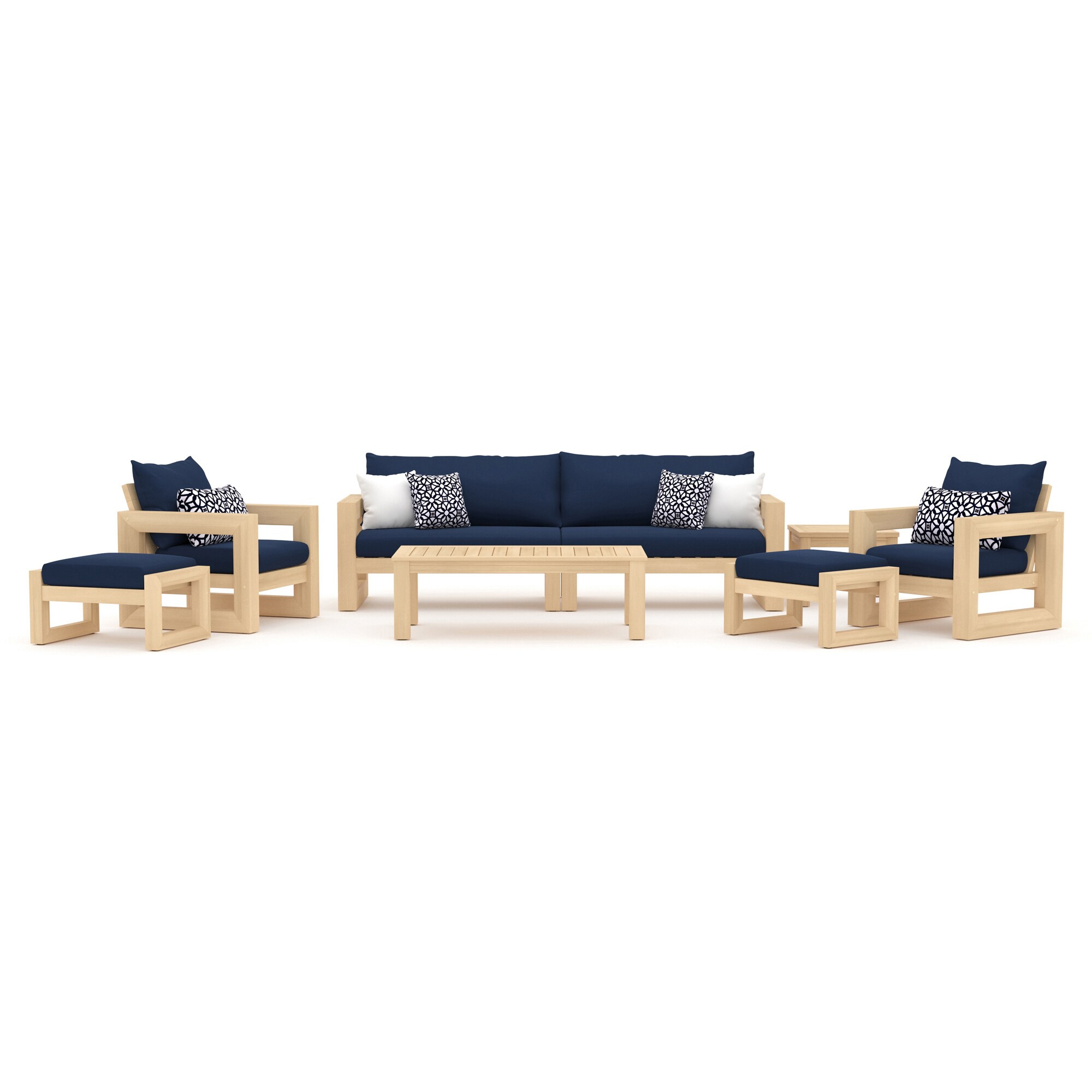 RST Brands OP-AWSS8-BEN-NVY-K Benson 8 -Piece Patio Sofa Conversation Set with Blue Sunbrella Cushions