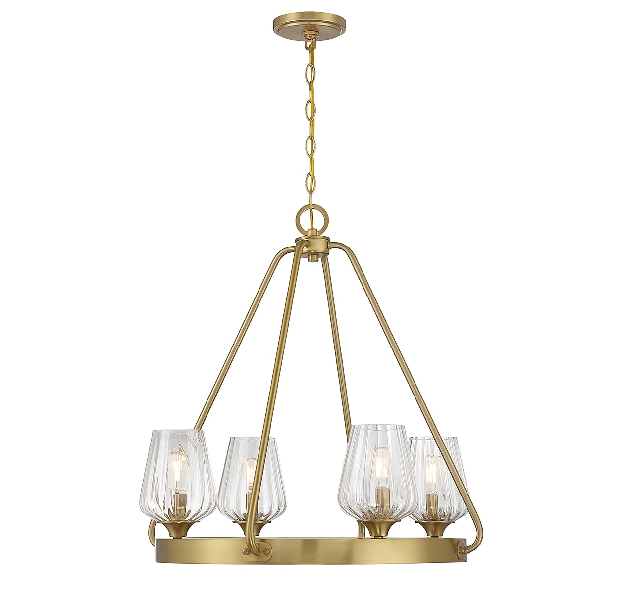 Savoy House Essentials 1-3392-4-322 Carlton 4 -Light Brushed Brass Modern/contemporary For Use in Bedrooms, Dining Rooms, Foyers, Kitchens, Living Rooms Chandelier
