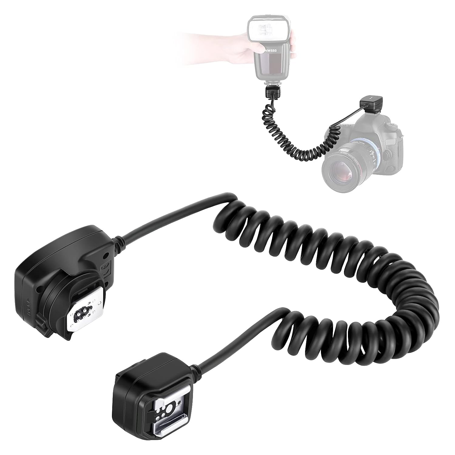 NEEWER TTL Off Camera Flash Speedlite Coiled Cord 4.2 Ft 1.3M with ISO Hot Shoe Mount and 1/4-20 Tripod Socket for Canon DSLR Cameras