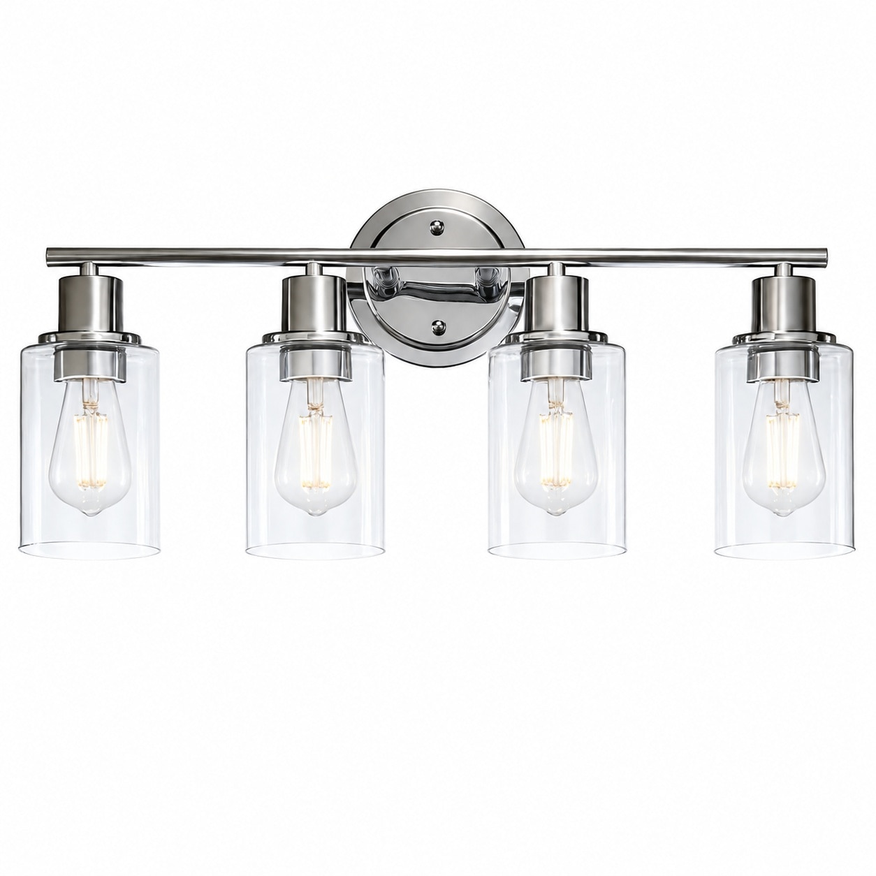 Aoibox - 4 Light Chrome Bathroom Vanity Light with Clear Glass Shades Wall Fixture for Mirror E2...