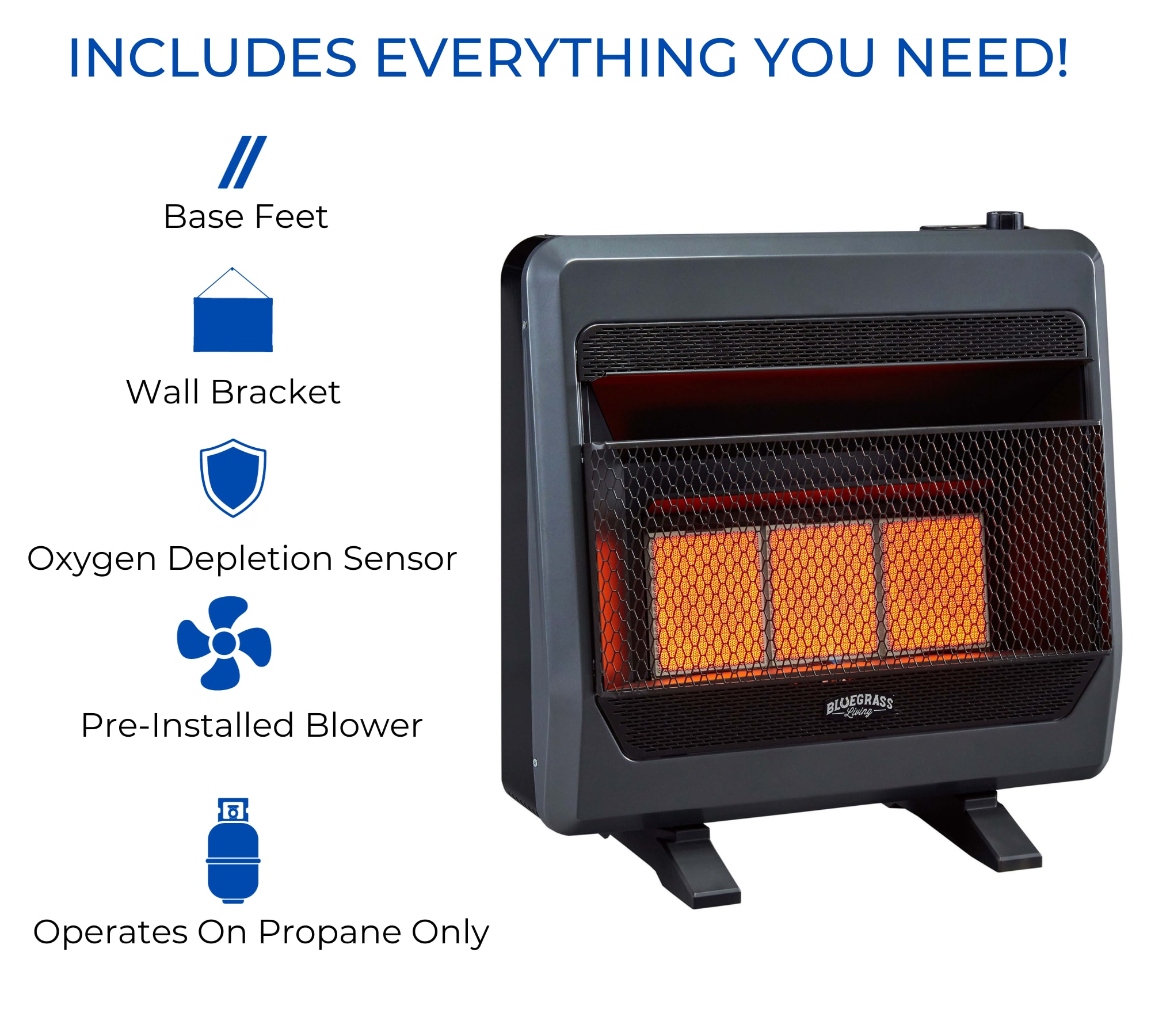 Bluegrass Living 28000-BTU Wall Or Floor Indoor Liquid Propane Vent ...