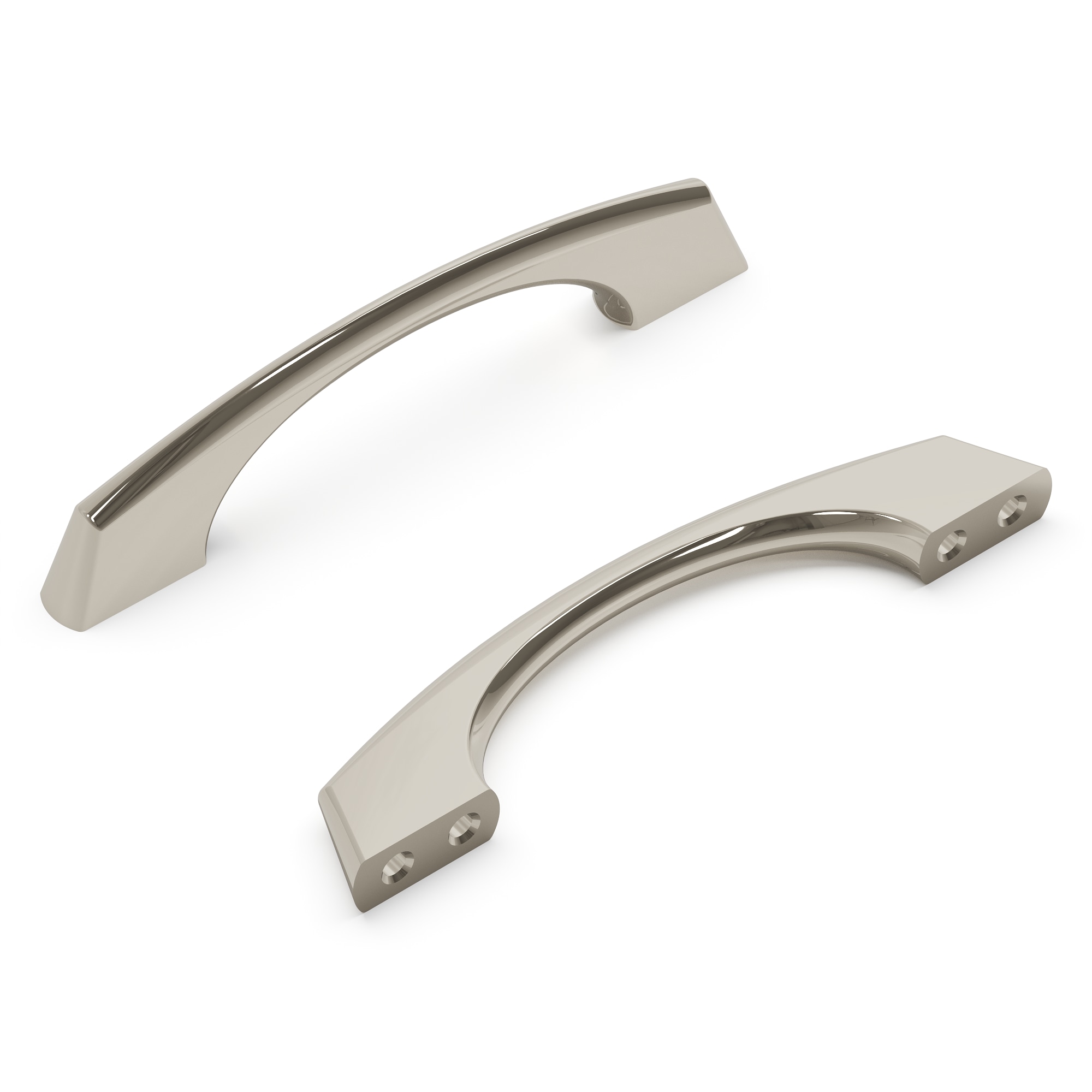 Hickory Hardware P3370-14 Greenwich 3-in or 3-3/4-in (96Mm) Center to Center Polished Nickel Dual Mount Arch Handle Drawer Pulls