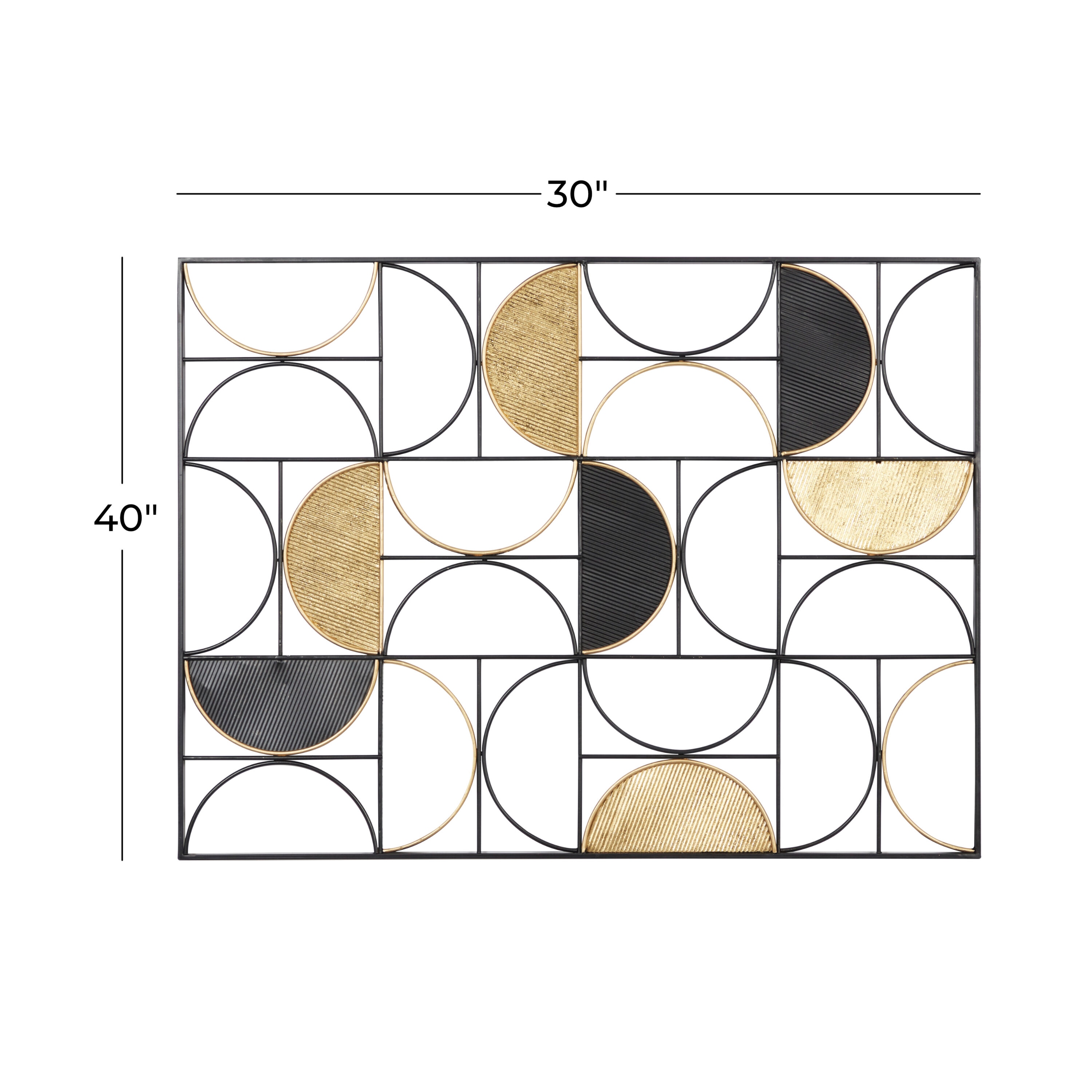 Black and Gold Geometric Half Moon Metal Wall Art