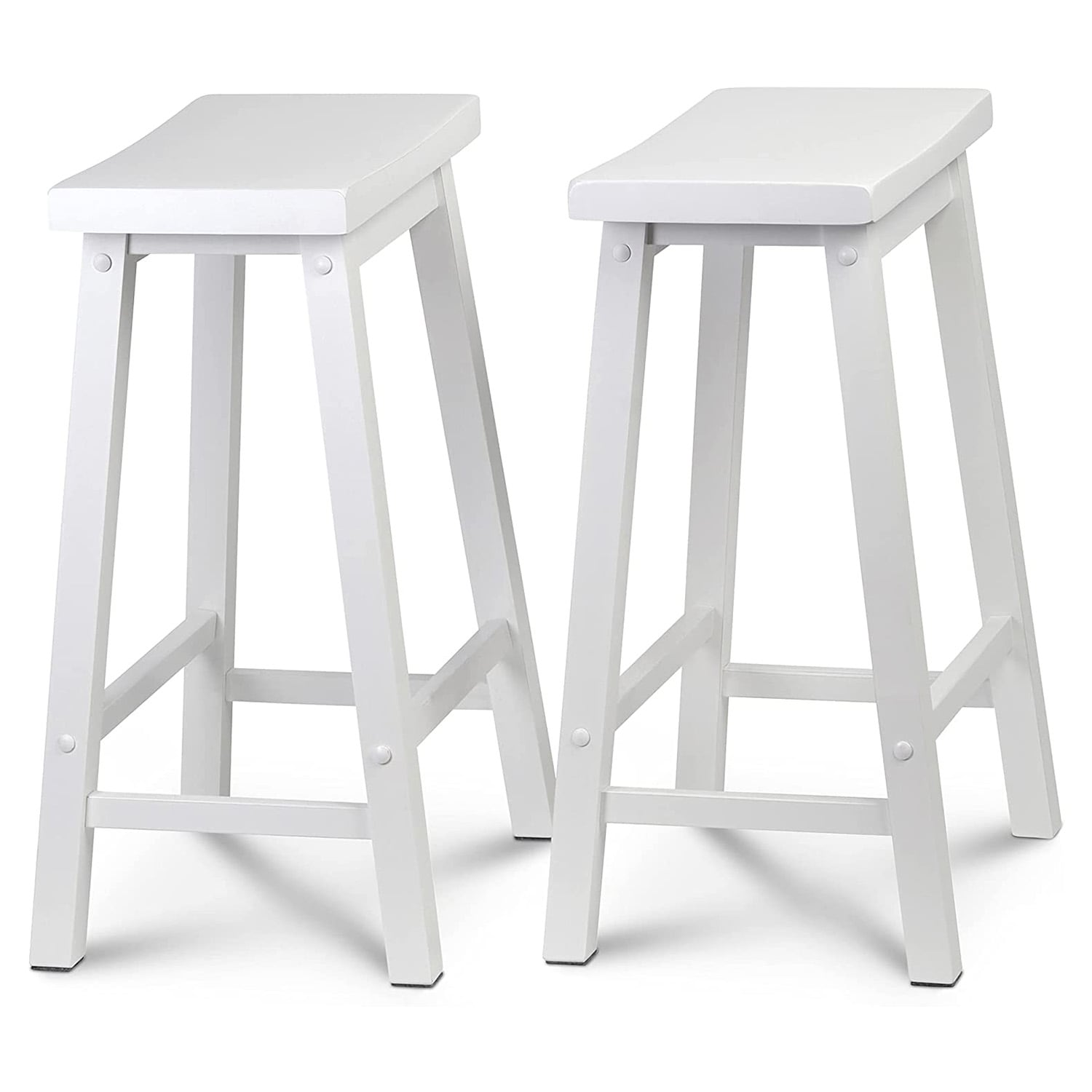 PJ Wood 304521 White 24-in H Counter height Wood Bar Stool 2 -Pack