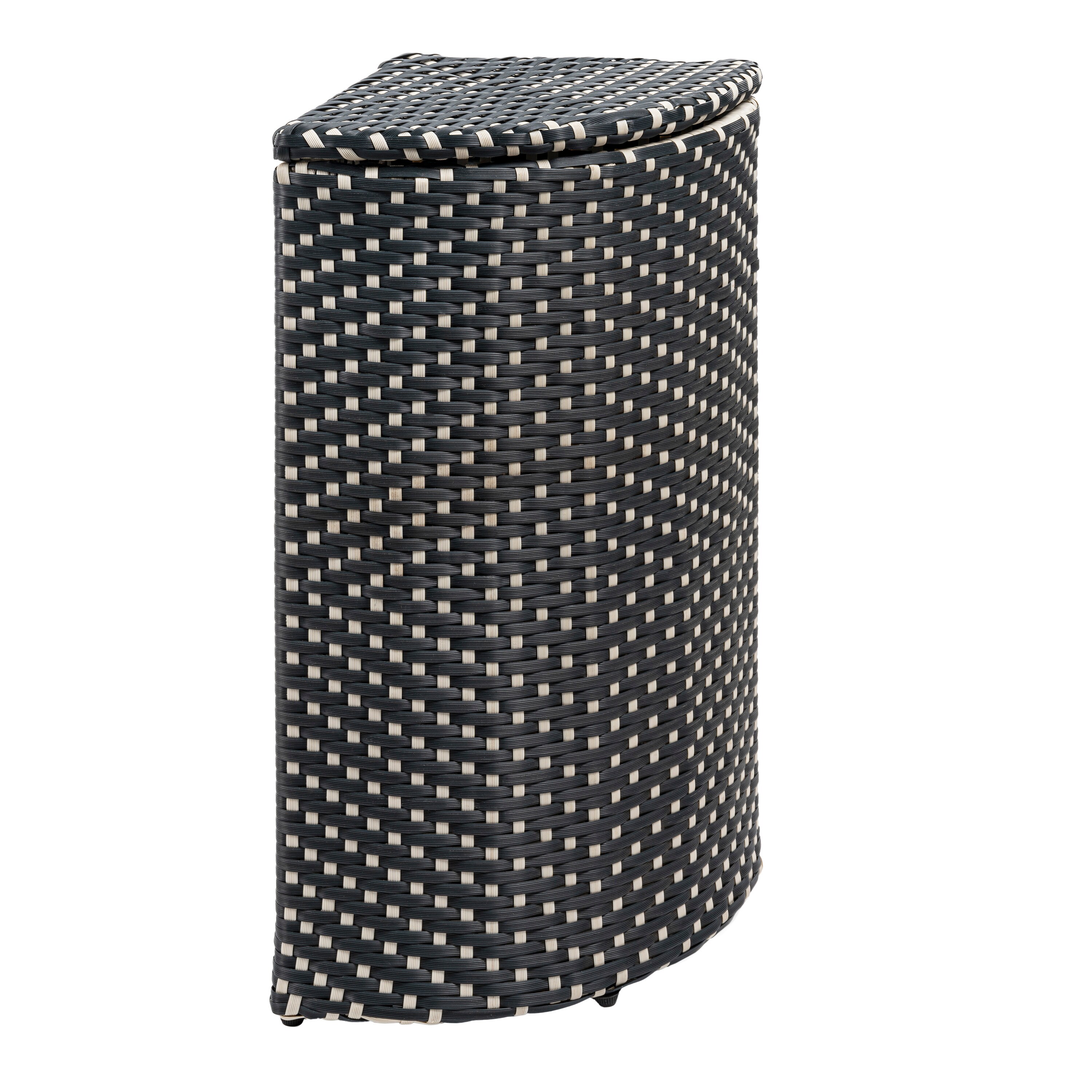 happimess HPM1200E 15.56 Gallon Dark Navy/White Metal Indoor/Outdoor Kitchen Hinged Lid Trash Can