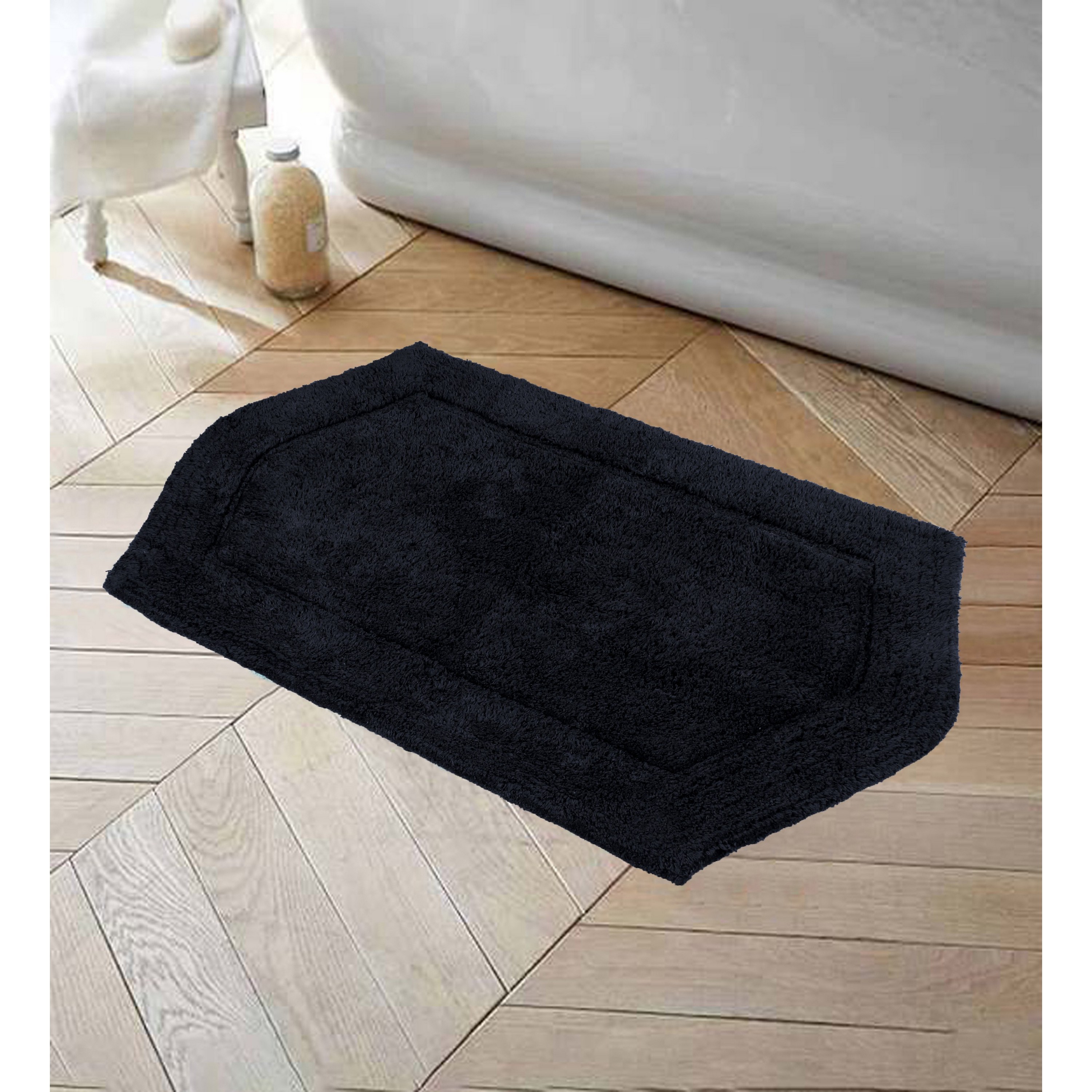 Home Weavers BWA2134BLK Waterford 21-Inches x 34-Inches Black Cotton Bath rug