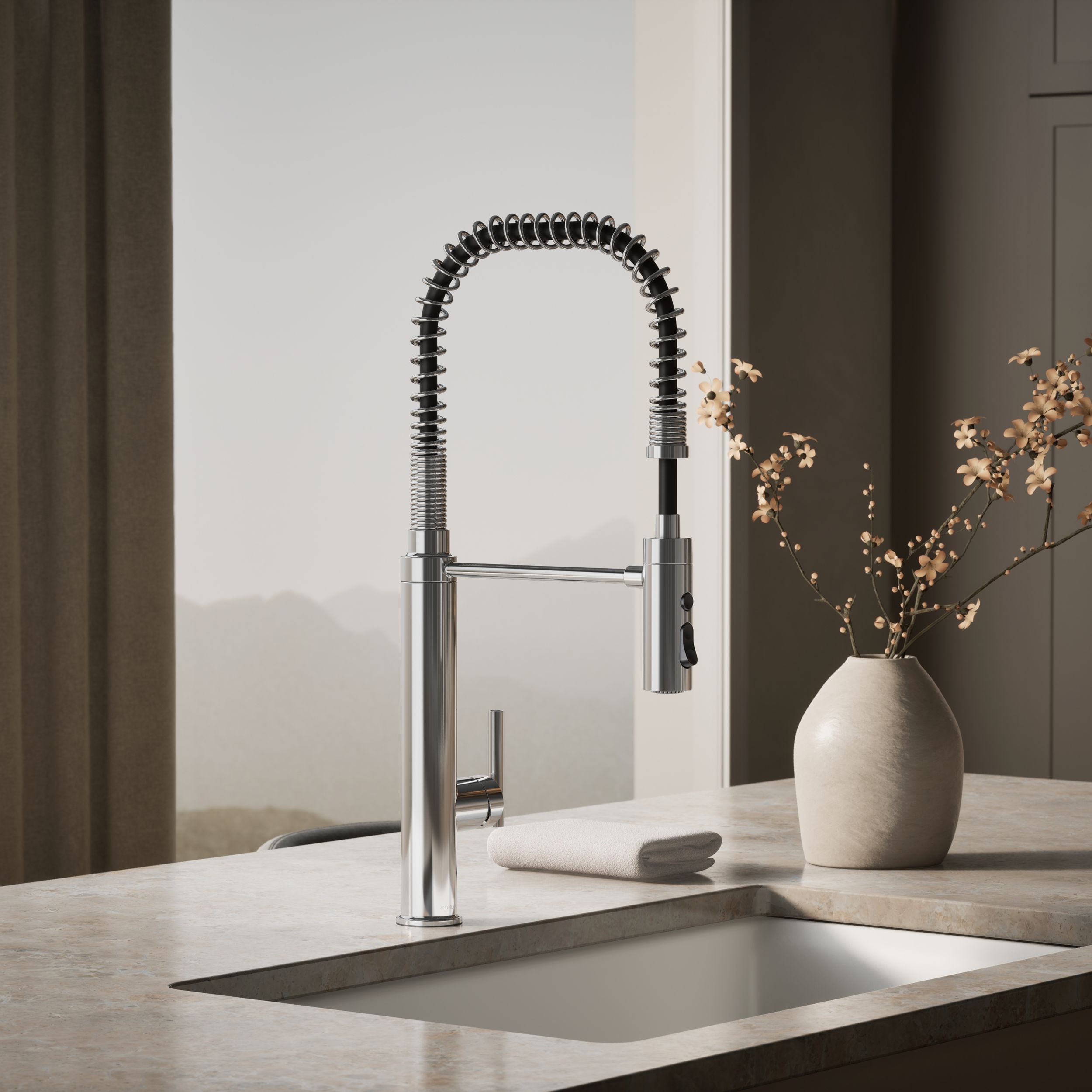 Purist Pre-Rinse Spring Polished Chrome Single Handle Deck-mount Pull-down Kitchen Faucet with Sprayer