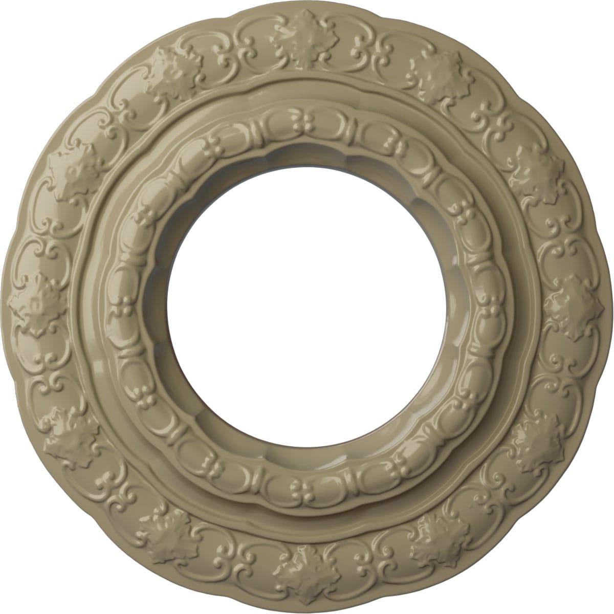 Ekena Millwork CM15LIGDF Lisbon 15.375-in W x 15.375-in L Painted Gobi Desert Polyurethane Whole Ceiling Medallion