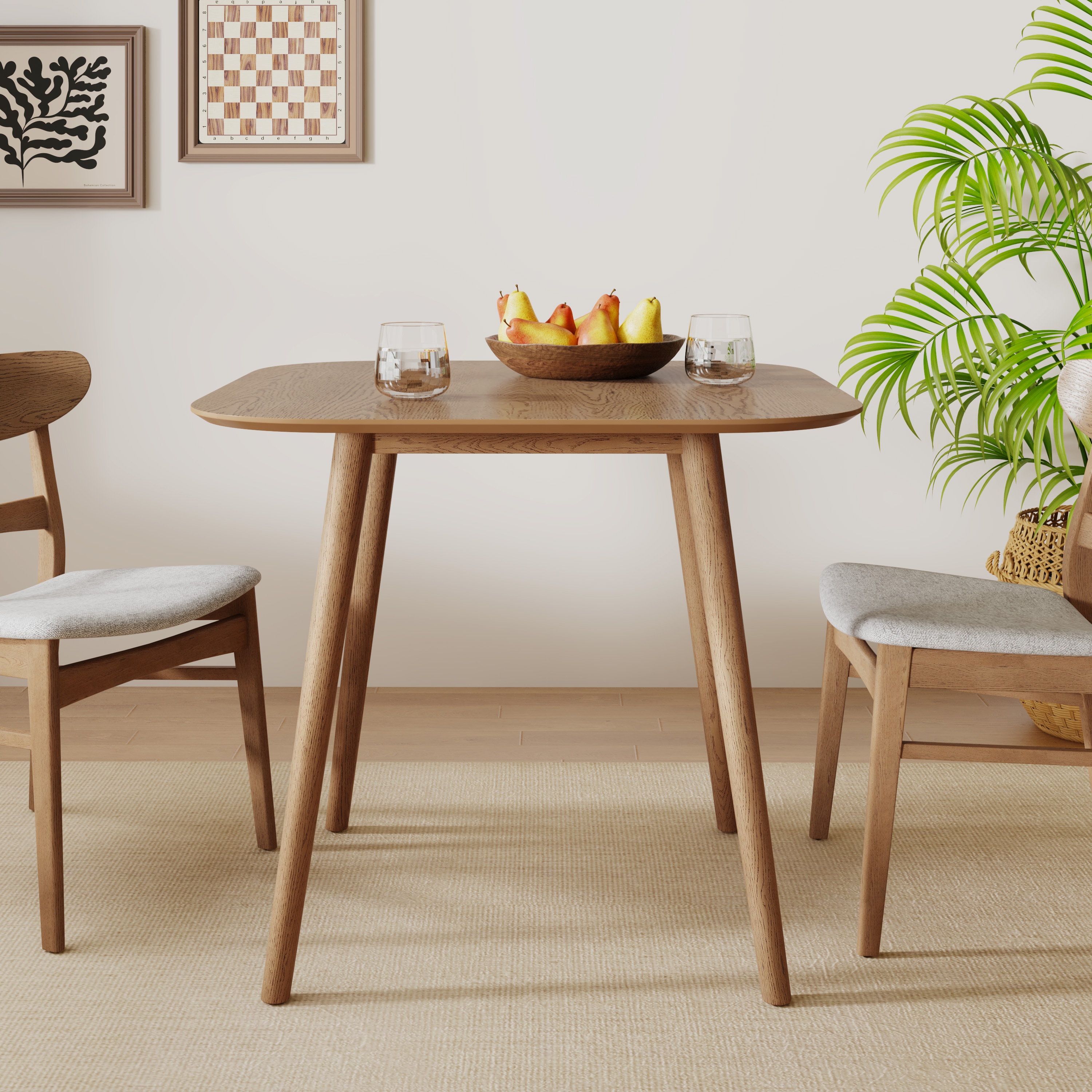 Christopher Knight Home Wynonna Mid Century Modern Wood Square Dining Table with Tapered Legs Light Natural