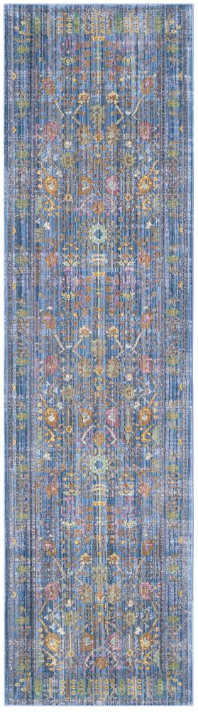 Safavieh VAL108M-212 Valencia Odessa 2 x 12 (ft) Loomed Polyester Blue/Multi Rectangular Indoor Floral/Botanical Global Runner rug