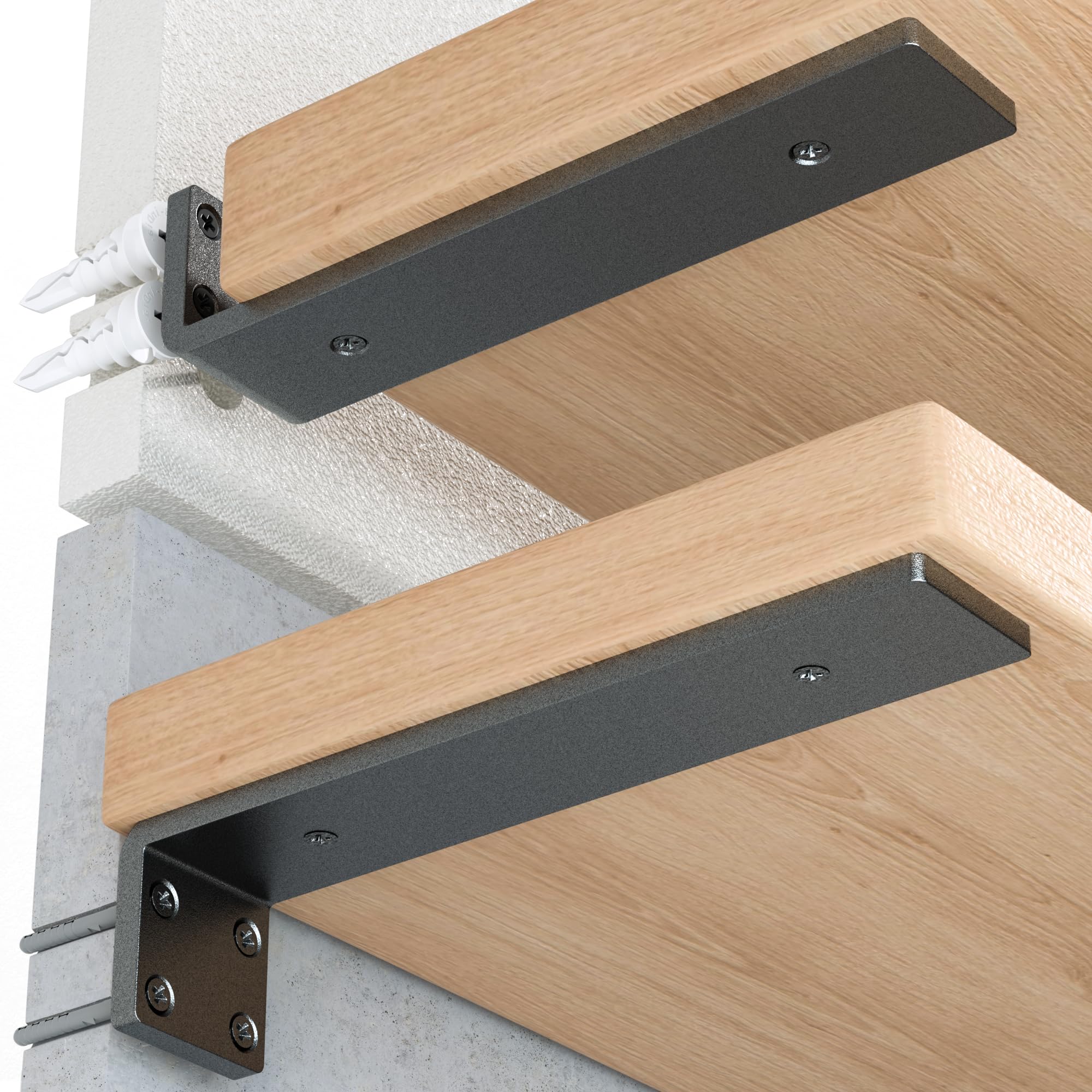 Misopily  Heavy Duty Metal Shelf Brackets 4 Inch Set of 4 Matte Black Finish 1 5 Thick Steel Strong Support for Shelves durable home and garden