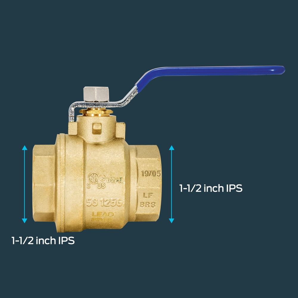 Heavy-Duty Brass 1-1/2 Inch Full Port Ball Valve