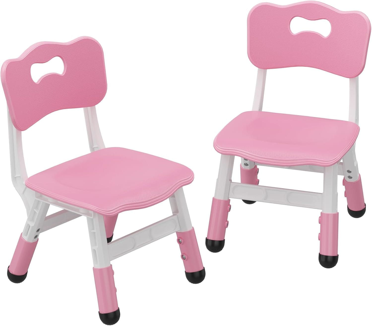 Garvee Kids Chair 2 Pack Height Adjustable 3 Levels Lightweight Stackable Grey Plastic Toddler Chairs With Ergonomic Design Non Slip Feet Safe Durable For Children Ages 2 To 6 Home Classroom Nursery Use Gray Grayish Pink