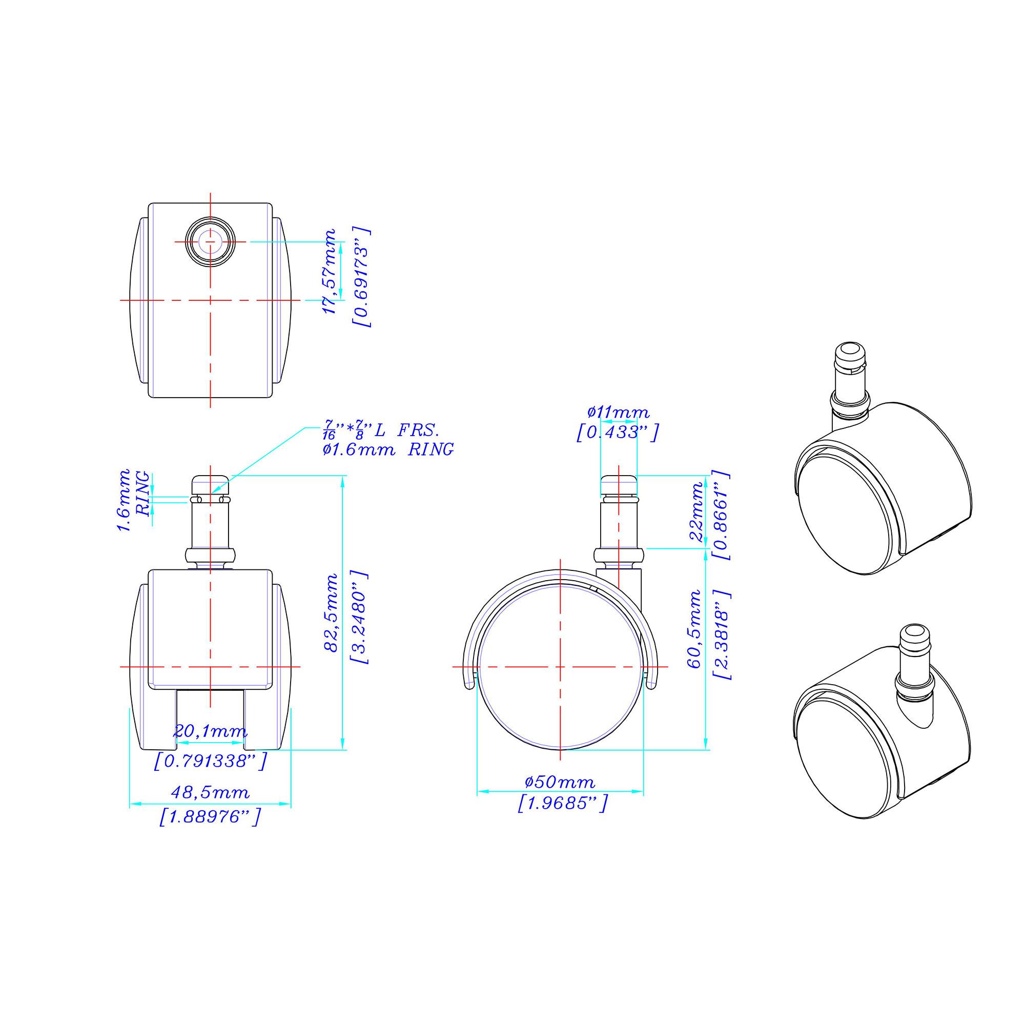 Outwater 3P1.14.00050 casters - View #2