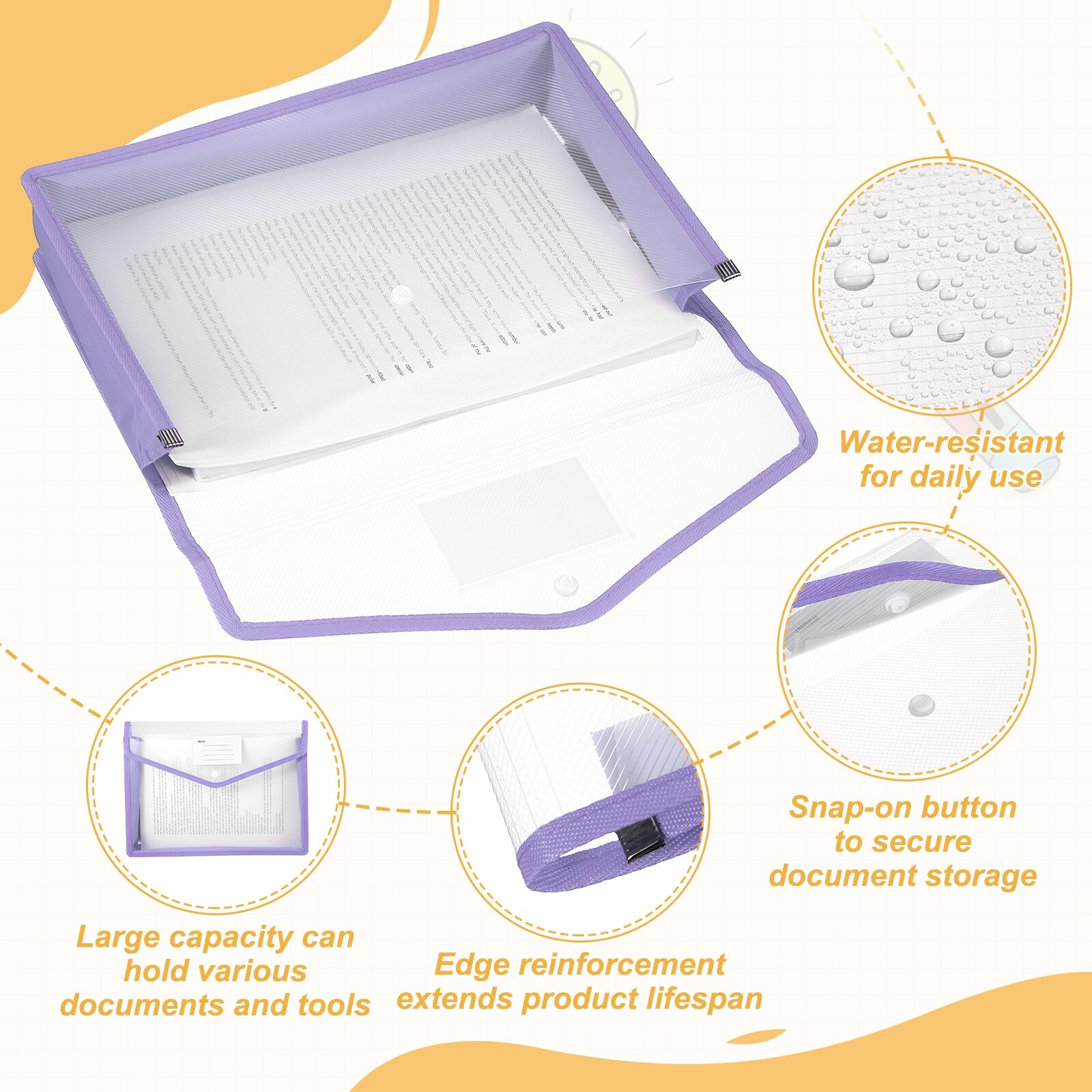 PATIKIL Plastic Expanding File Folders 2pcs A4 File Folder Envelopes ...