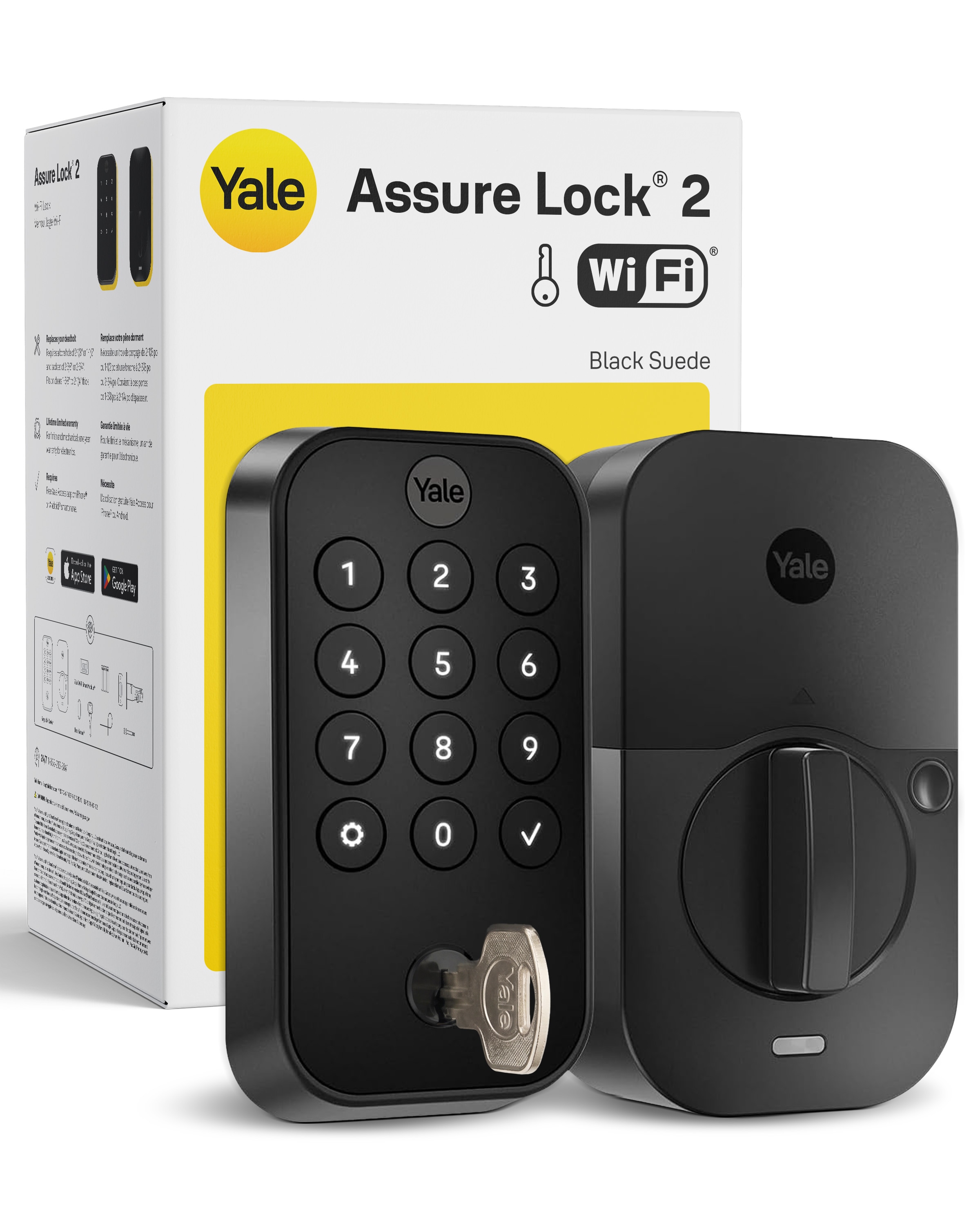 Yale Assure Lock 2 Black Suede Smart Wi-Fi and Bluetooth Keypad Electronic Deadbolt Lock #YRD410-WF1-BSP