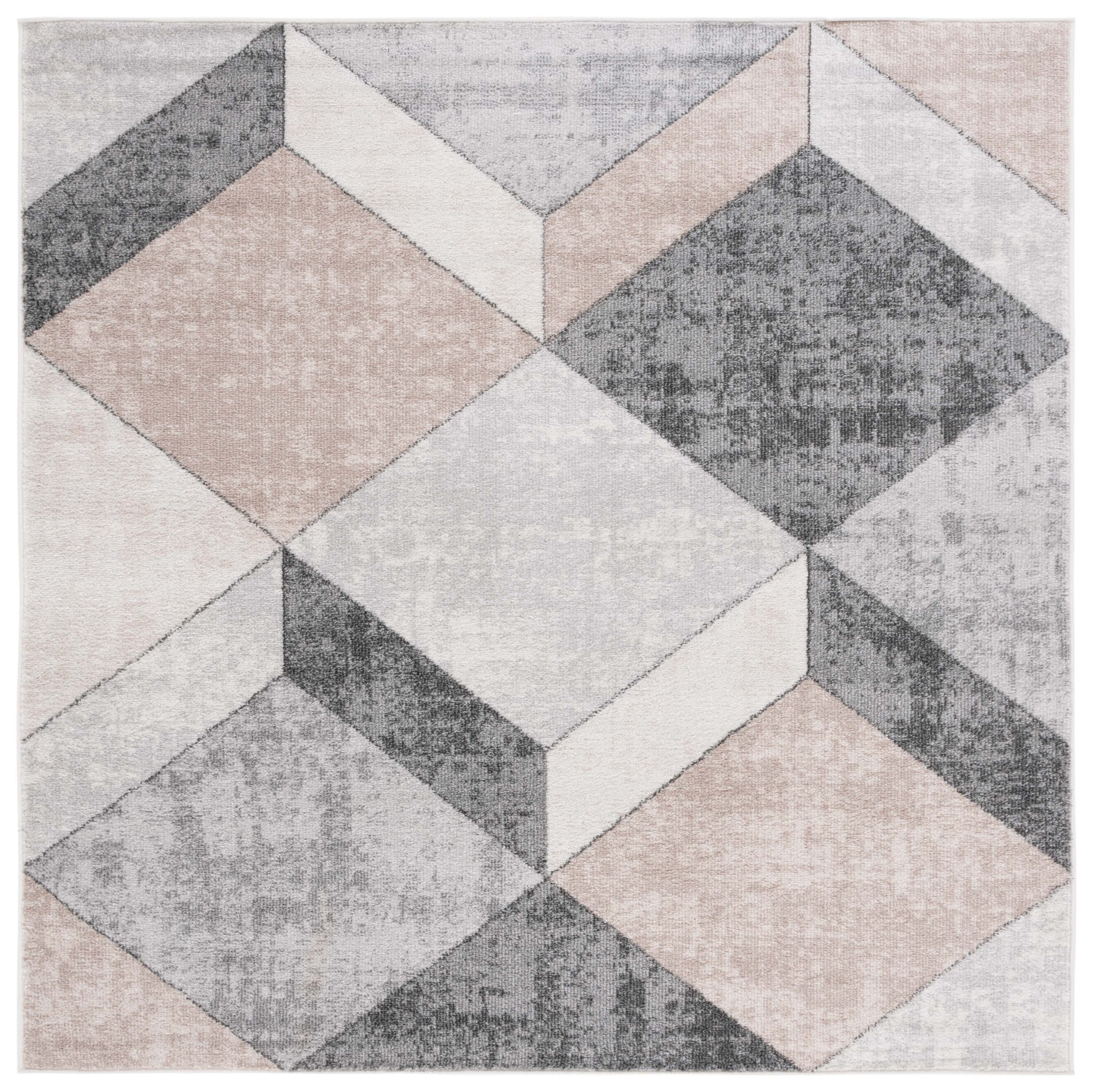 Phoenix  552F Light Grey/Beige Charcoal 7 X 7 Area Rug