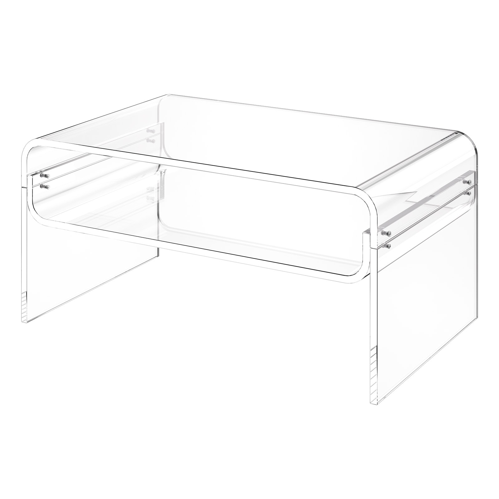 GIVIMO Acrylic Coffee Table - 2-Tier Center Table with Storage Shelf - Modern Rectangle Clear Acrylic Coffee Desk for Dining Room Kitchen Island Restaurant Office - 19.7 x 31.5 x 15-in