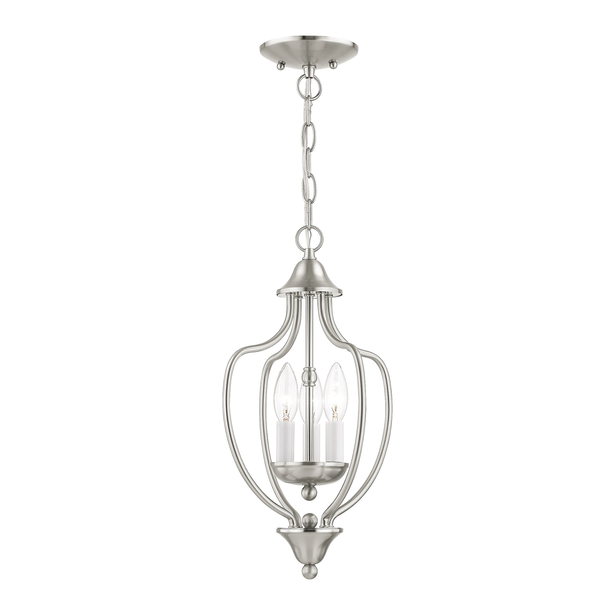Livex Lighting 4170-91 Home Basics 3 -Light Brushed Nickel Transitional For Use in Bathrooms, Bedrooms, Dining Rooms, Foyers, Kitchens, Living Rooms Chandelier