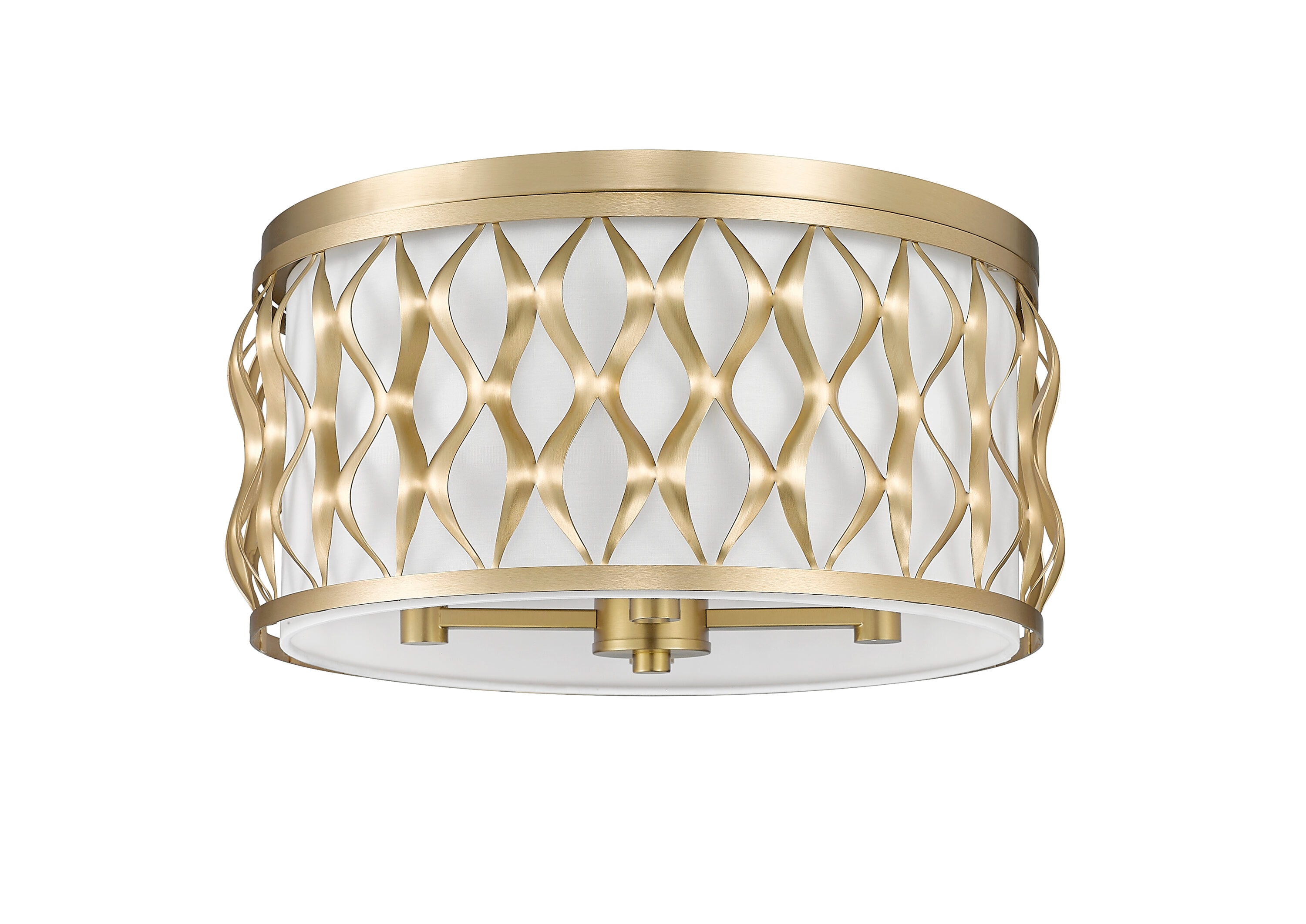 Modern Gold and Glass Drum Flush Mount Ceiling Light