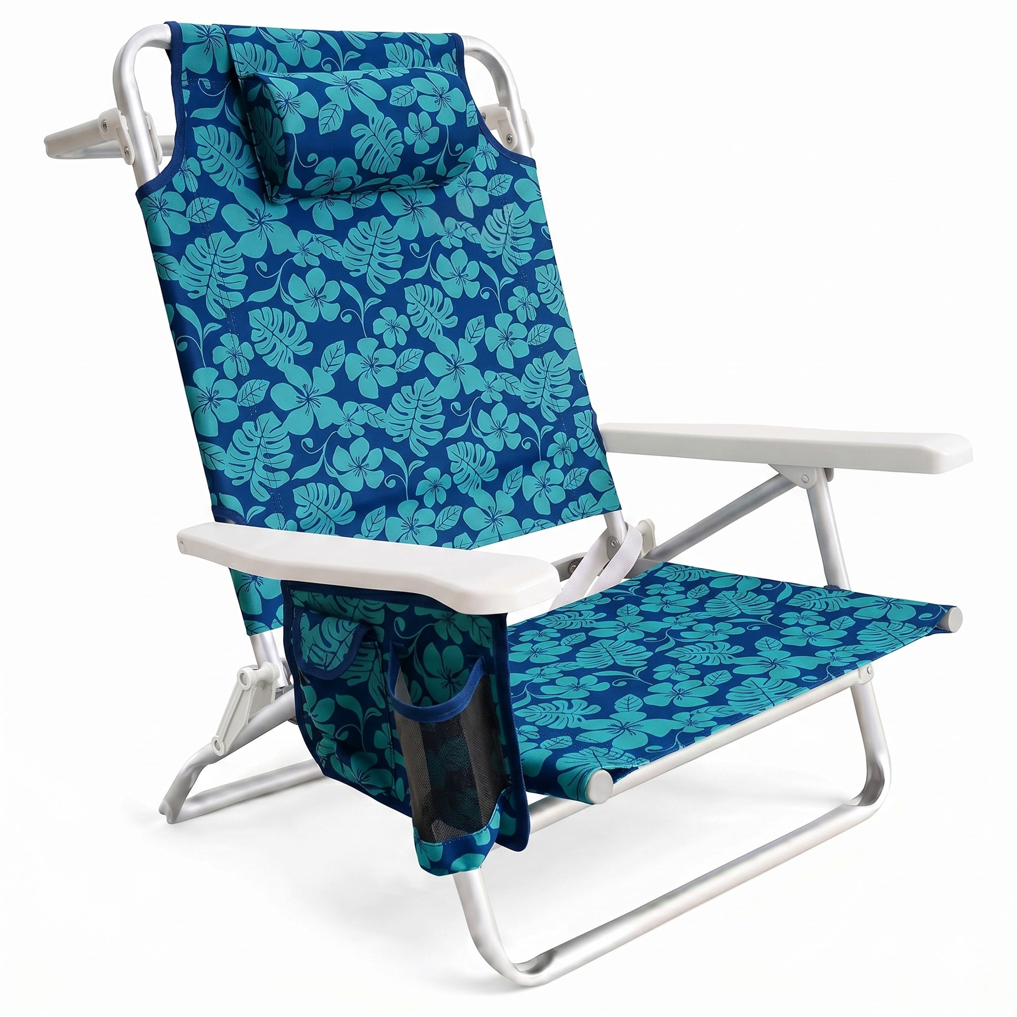 Bliss Hammocks  Folding Beach Chair Backpack Recliner with Towel Rack Flower