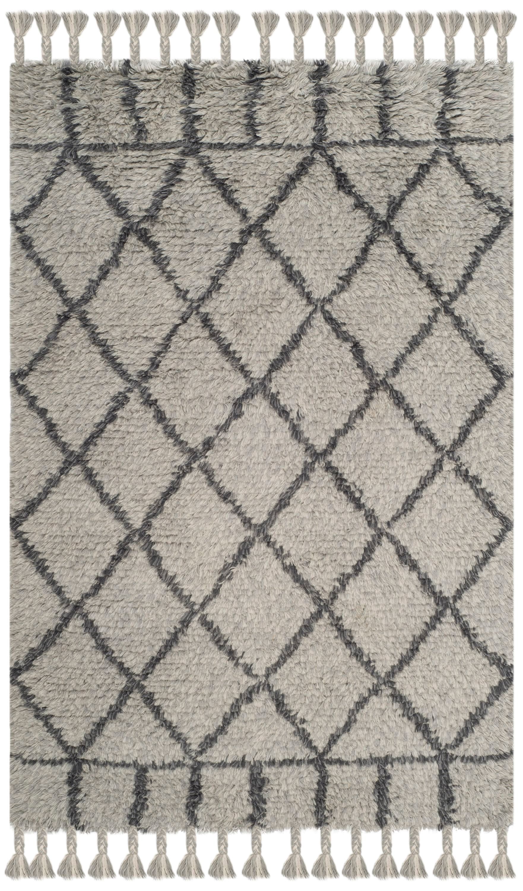 Safavieh CSB725C-4 Casablanca Marti 4 x 6 (ft) Tufted Wool Gray/Dark Gray Rectangular Indoor Trellis Farmhouse/Cottage Area rug