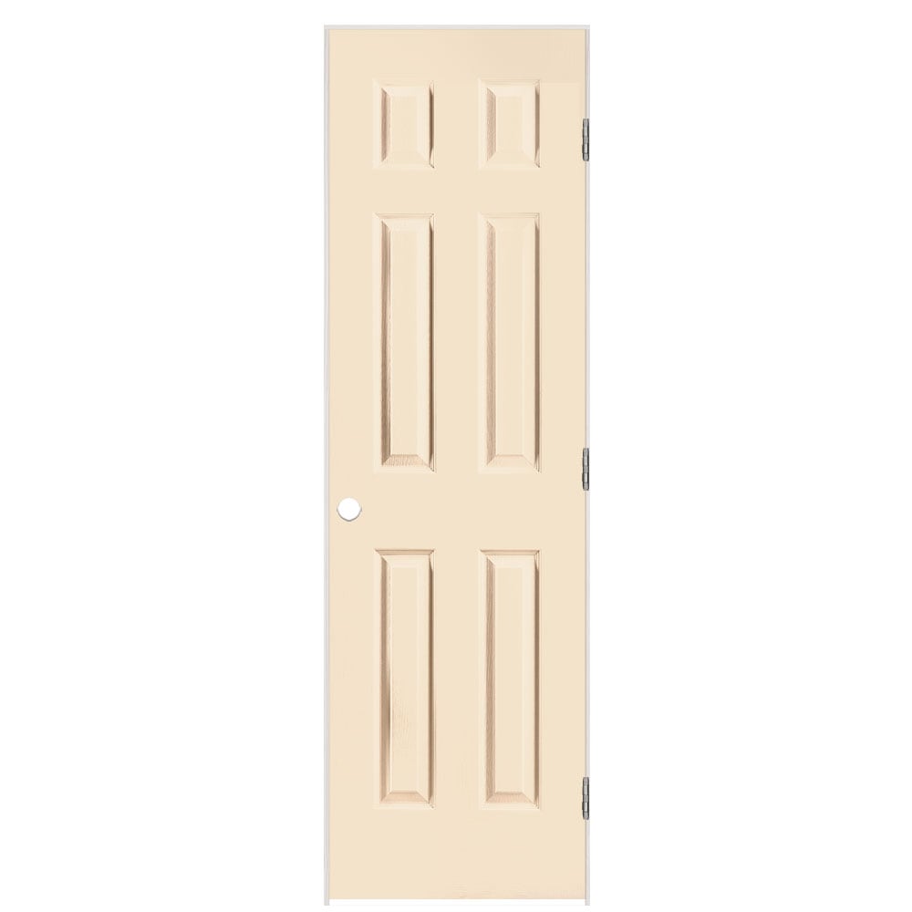Masonite 1316918 24-in x 80-in Cream N Sugar Solid core 6-panel Left hand Textured Prefinished Molded composite Flat Jamb Single Prehung Interior Door