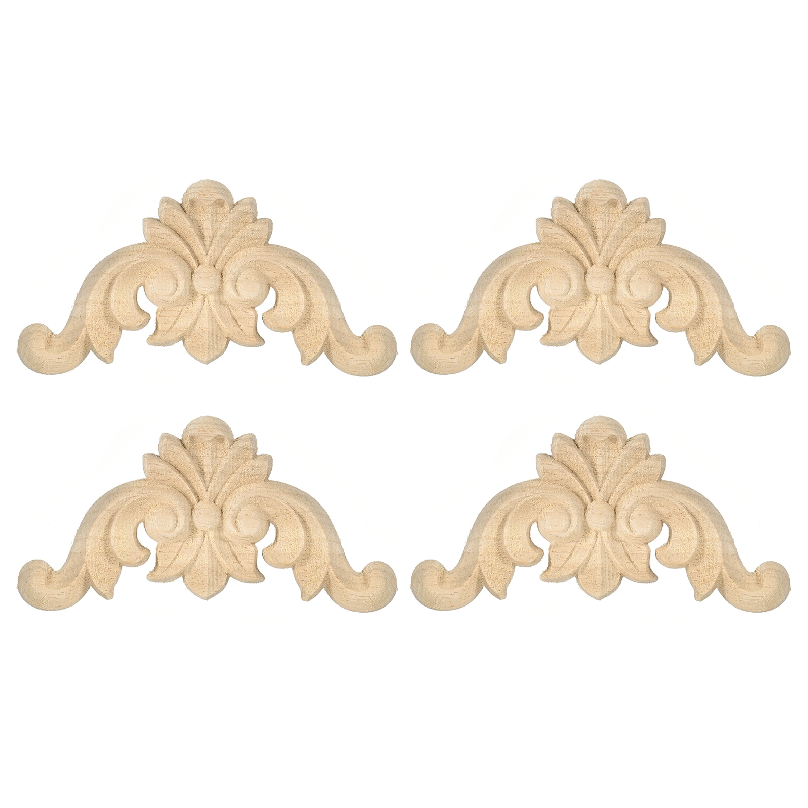 Unique Bargains 4pcs Wood Carved Appliques Unpainted Carving Decals for Bed Door Cabinet Dresser Wardrobe Furniture Decoration DIY 8x8cm/3.15x3.15 Inch #S25093001UX3787