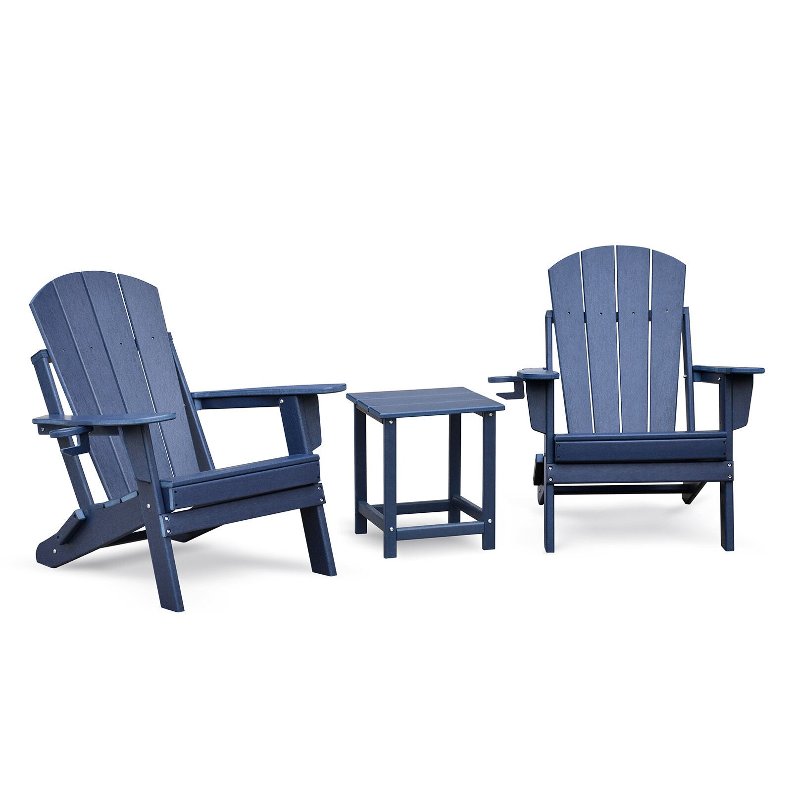 AHIOU HOME ZAAHG-P180256AC Macon Set of 2 Navy Blue HDPE Frame Stationary Adirondack Chair with Slat Seat