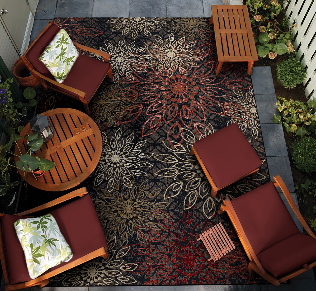 Couristan 40390760040510T Dolce 4 x 5 (ft) Polypropylene Multi Rectangular Indoor/Outdoor Floral/Botanical Area rug