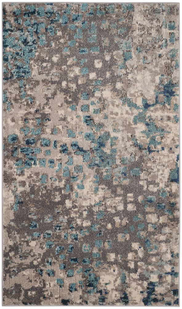 Safavieh MNC225E-3 Monaco Gogh 3 x 5 (ft) Loomed Polypropylene Gray/Light Blue Rectangular Indoor Abstract Throw rug