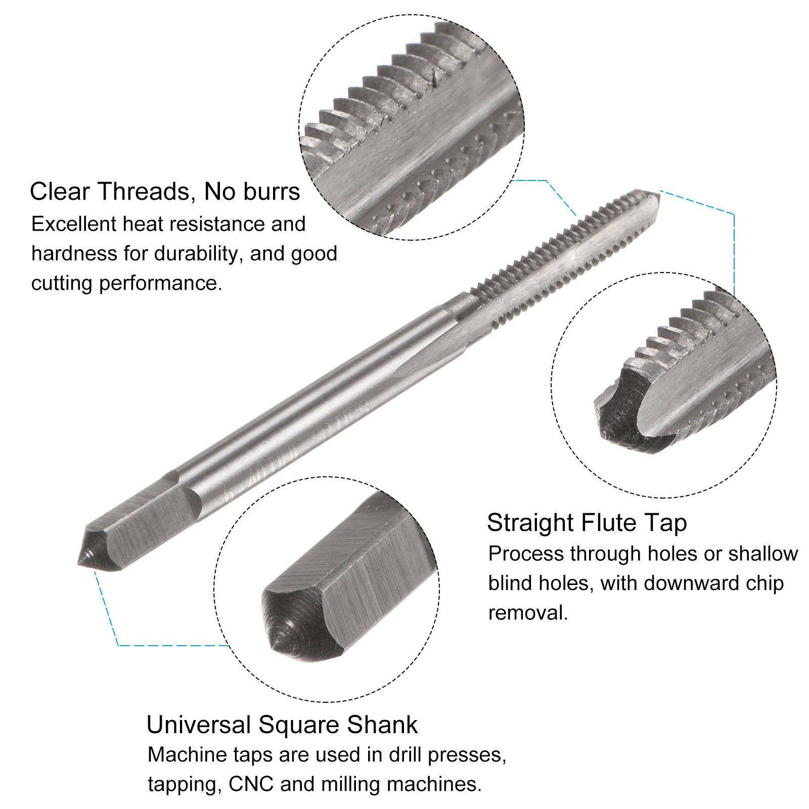 Unique Bargains Tap and Drill Bit Set 6-40 UNF Thread Tap and 7/64inch ...