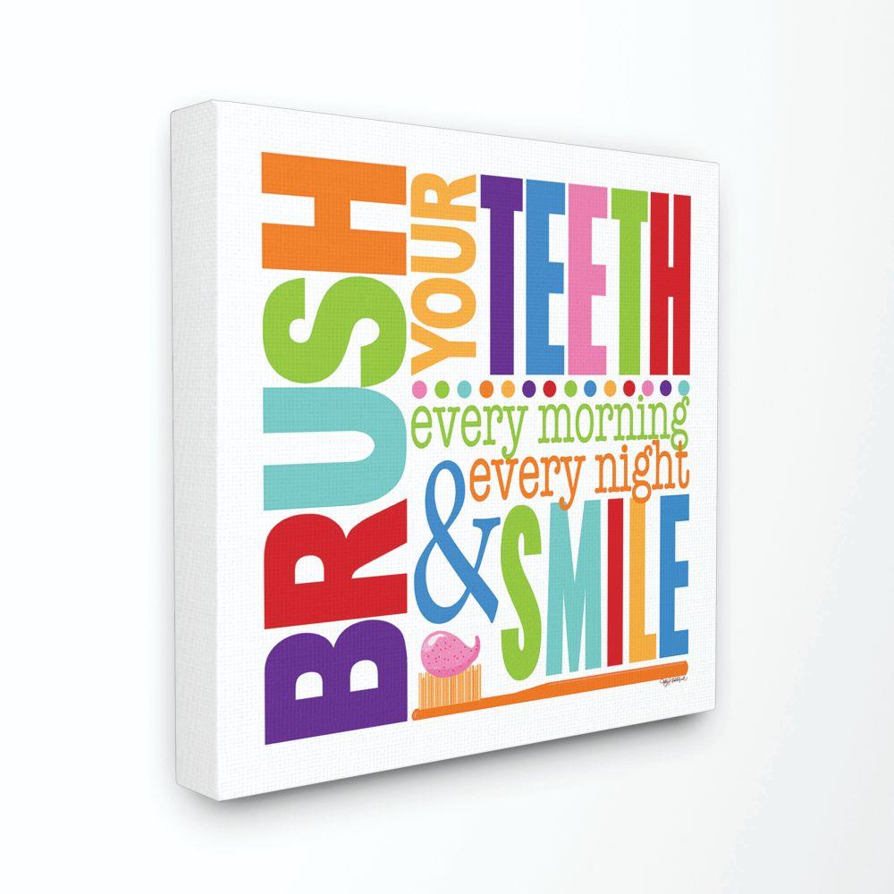 Stupell Industries WRP-1061-CN-30X30 Brush Every Morning Colorful Bathroom Kathy Middlebrook 30-in H x 30-in W Abstract Print on Canvas