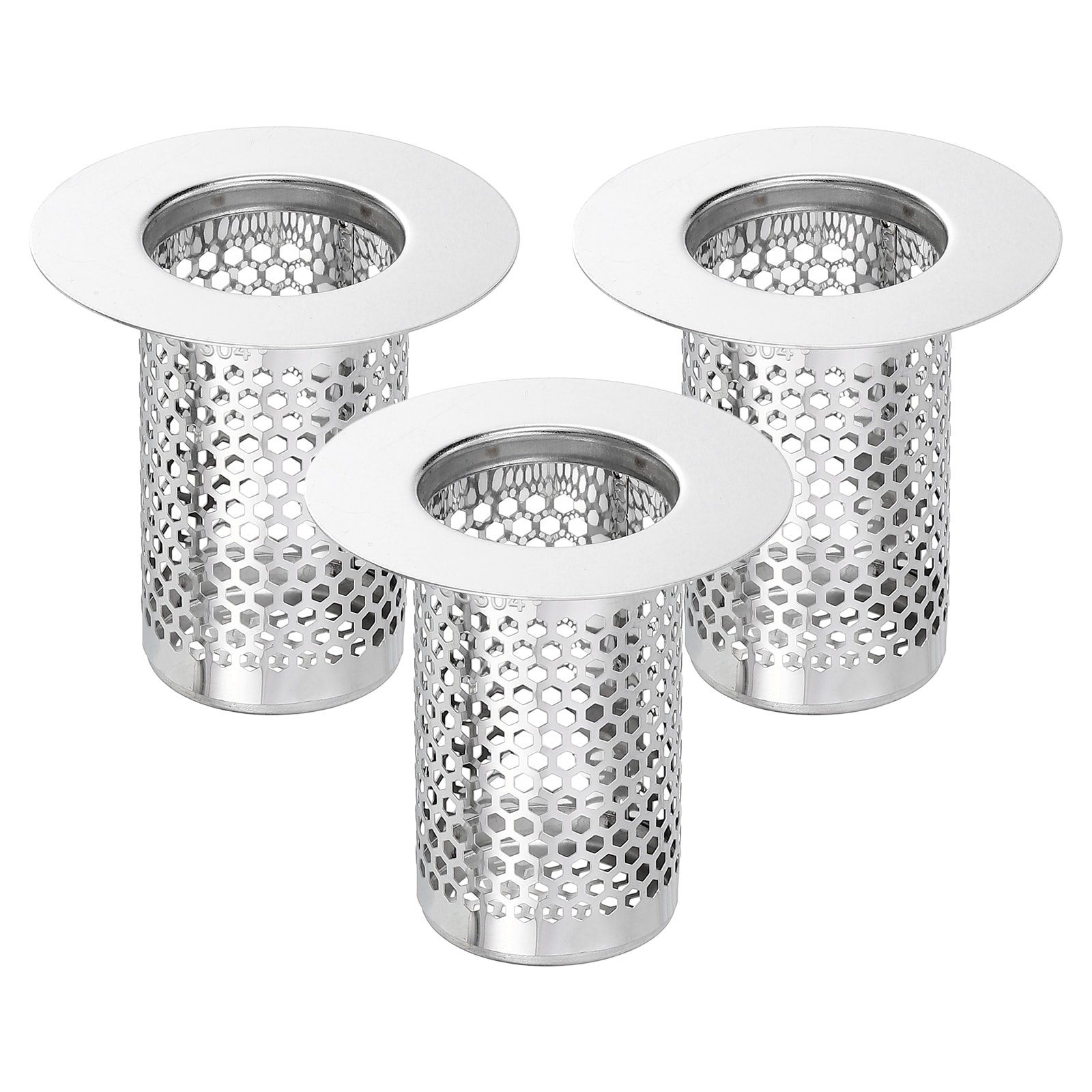 Unique Bargains - 3pcs Shower Drain Strainer 2-Inch x 2-Inch 304 Stainless Steel Floor Drain Stra...
