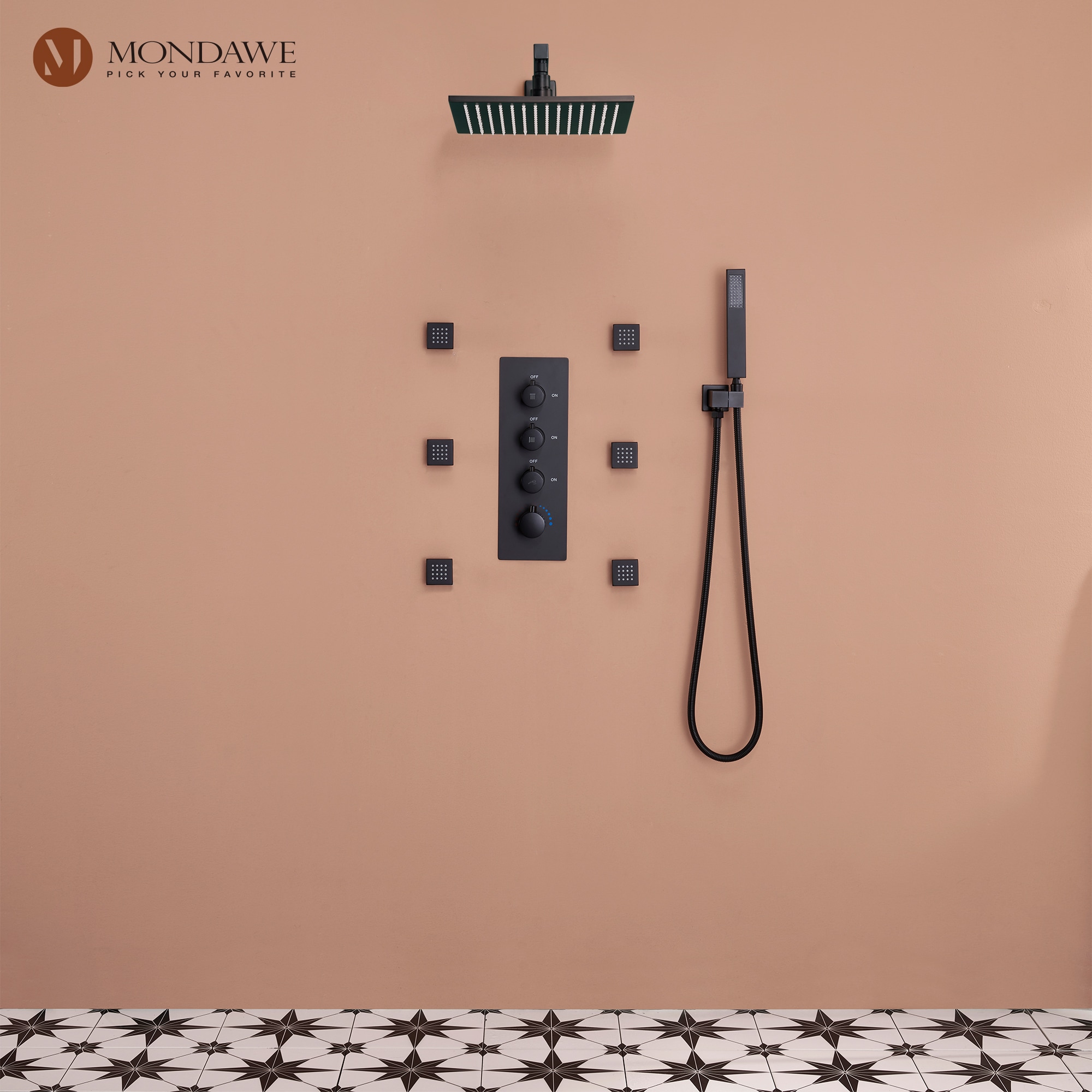 Mondawe WF6310-12BL-WM Showerhead-Bar-Panels - View #3