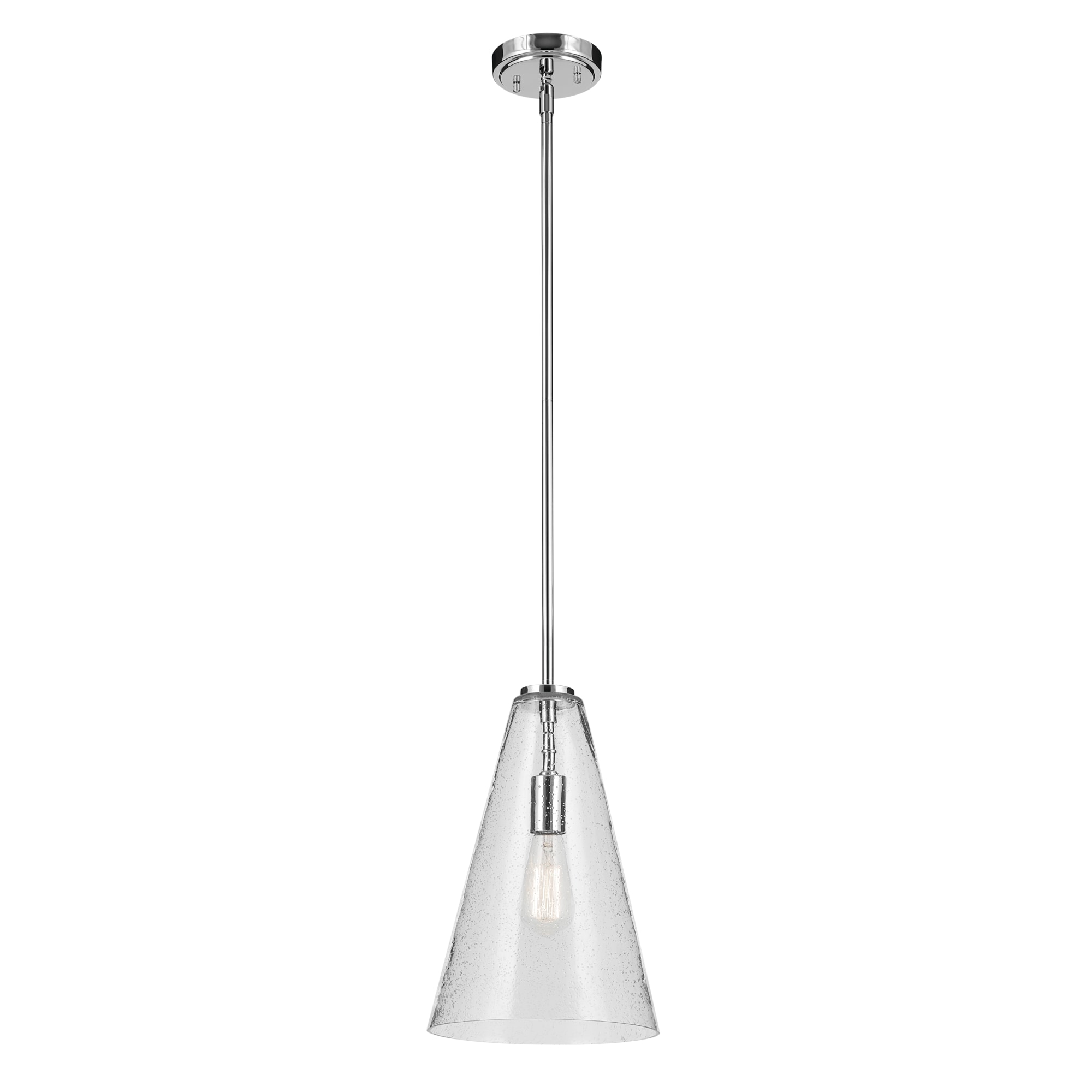 Kichler 42199CHCS Everly 1 -Light Chrome Modern/contemporary Seeded glass Cone Medium Hanging Pendant light