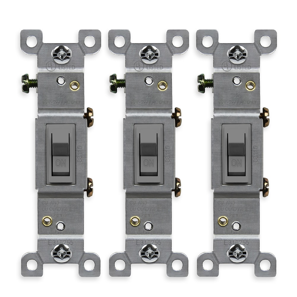 Top Greener 88115-GY-3PCS 15-amp Single-pole Toggle Light Switch , Gray 3 -Pack