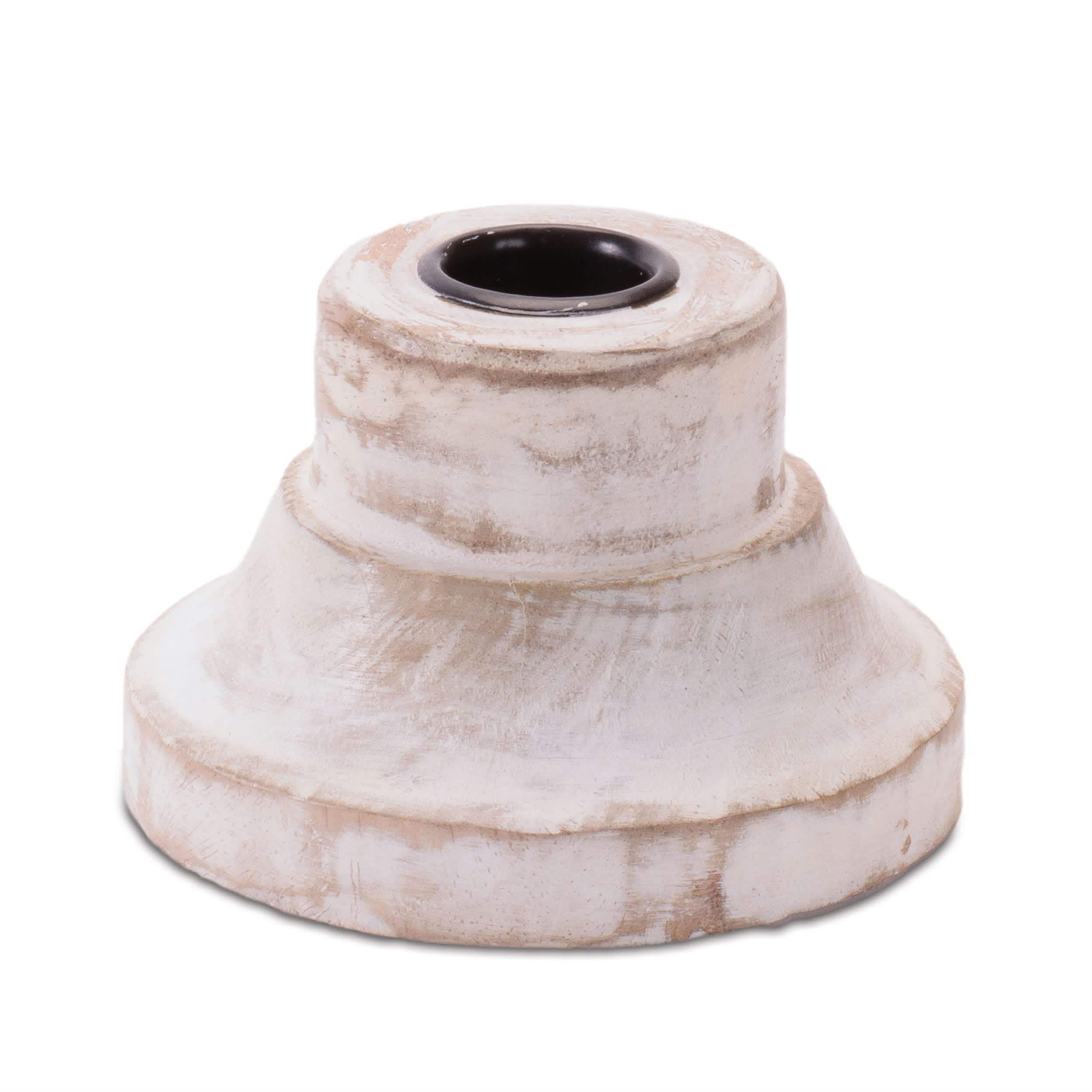 Melrose International White Washed Wood Taper Candle Holder (Set of 2)