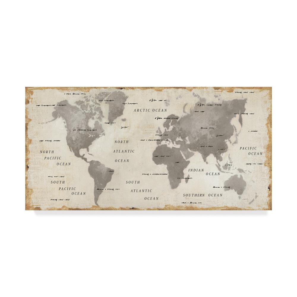 Trademark Fine Art WAP07699-C1632GG Framed 16-in H x 32-in W Maps Print on Canvas